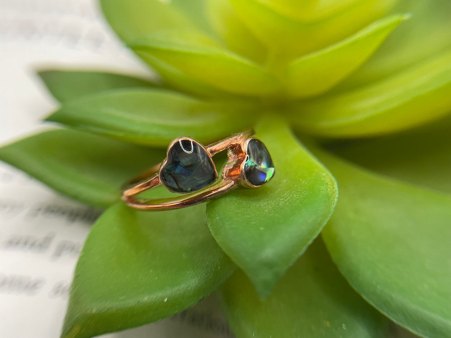 Double Heart Rose Gold Ring-Size 8½US