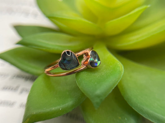 Double Heart Rose Gold Ring-Size 8½US