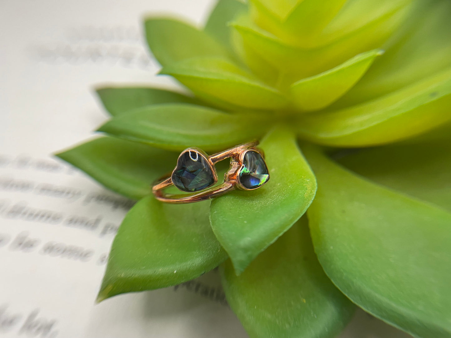 Double Heart Rose Gold Ring-Size 8½US