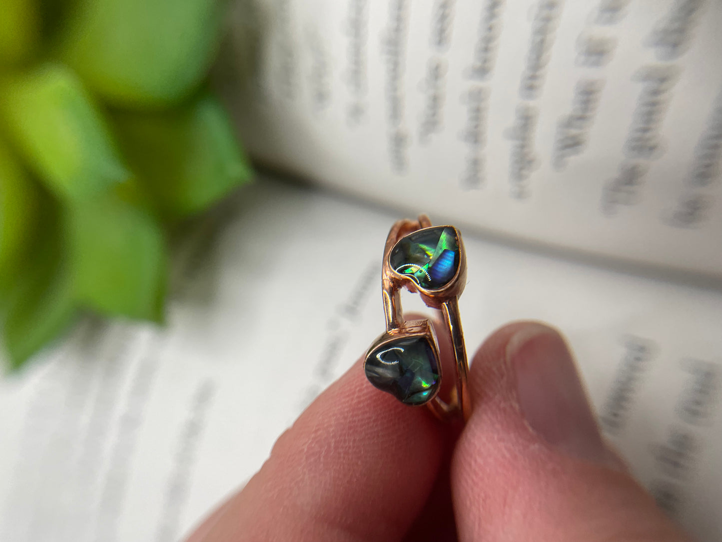 Double Heart Rose Gold Ring-Size 8½US