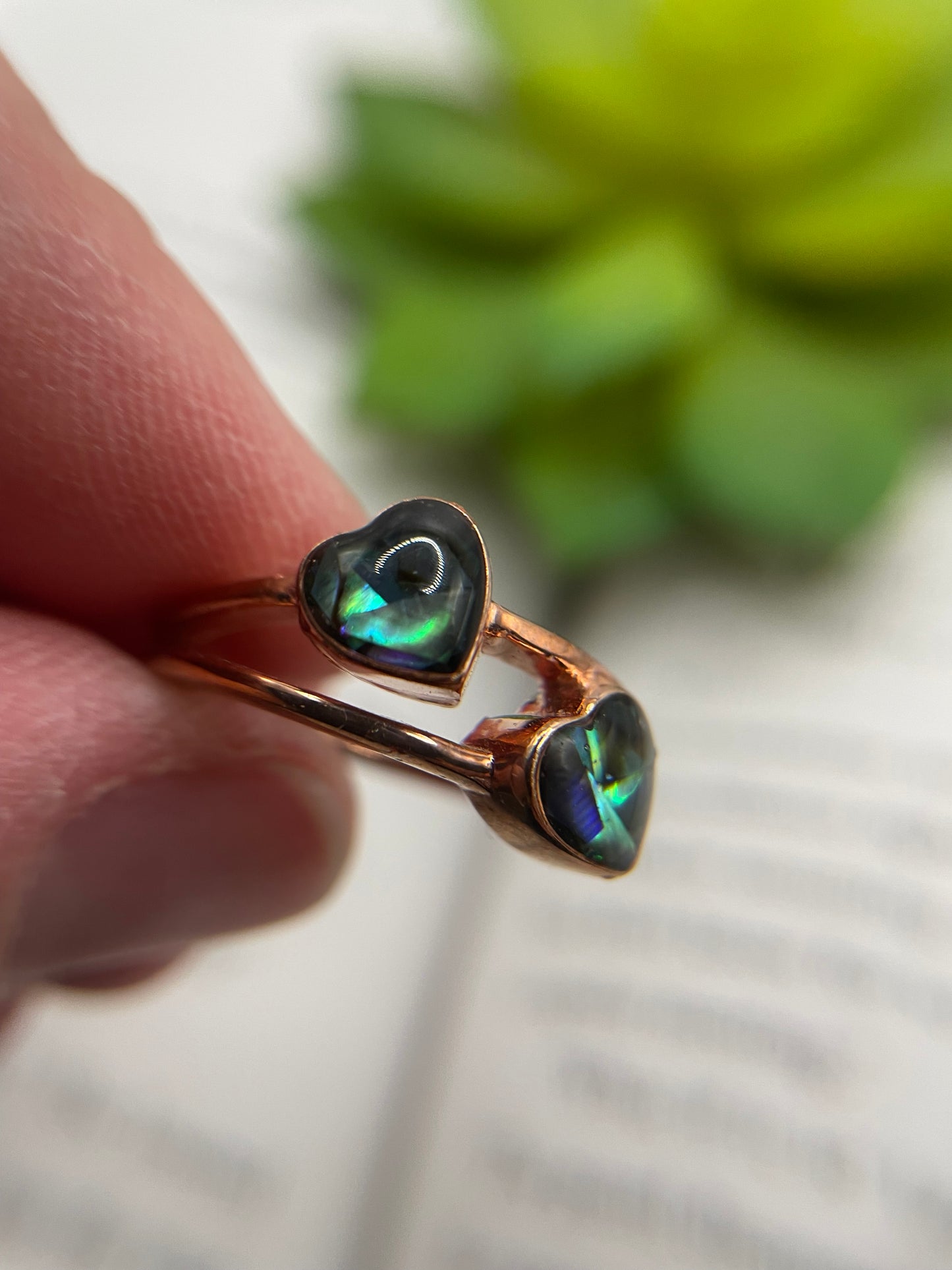 Double Heart Rose Gold Ring-Size 8½US