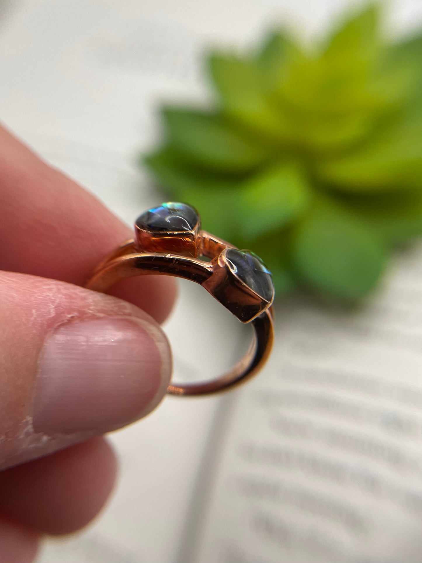 Double Heart Rose Gold Ring-Size 8½US