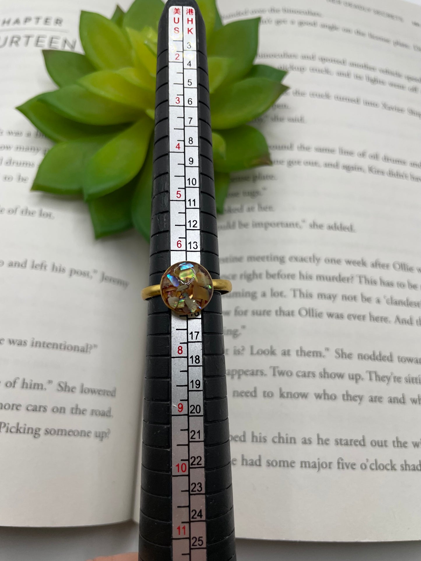 Round Shell Gold Ring-Size 7US