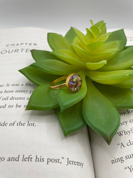 Round Shell Gold Ring-Size 7US