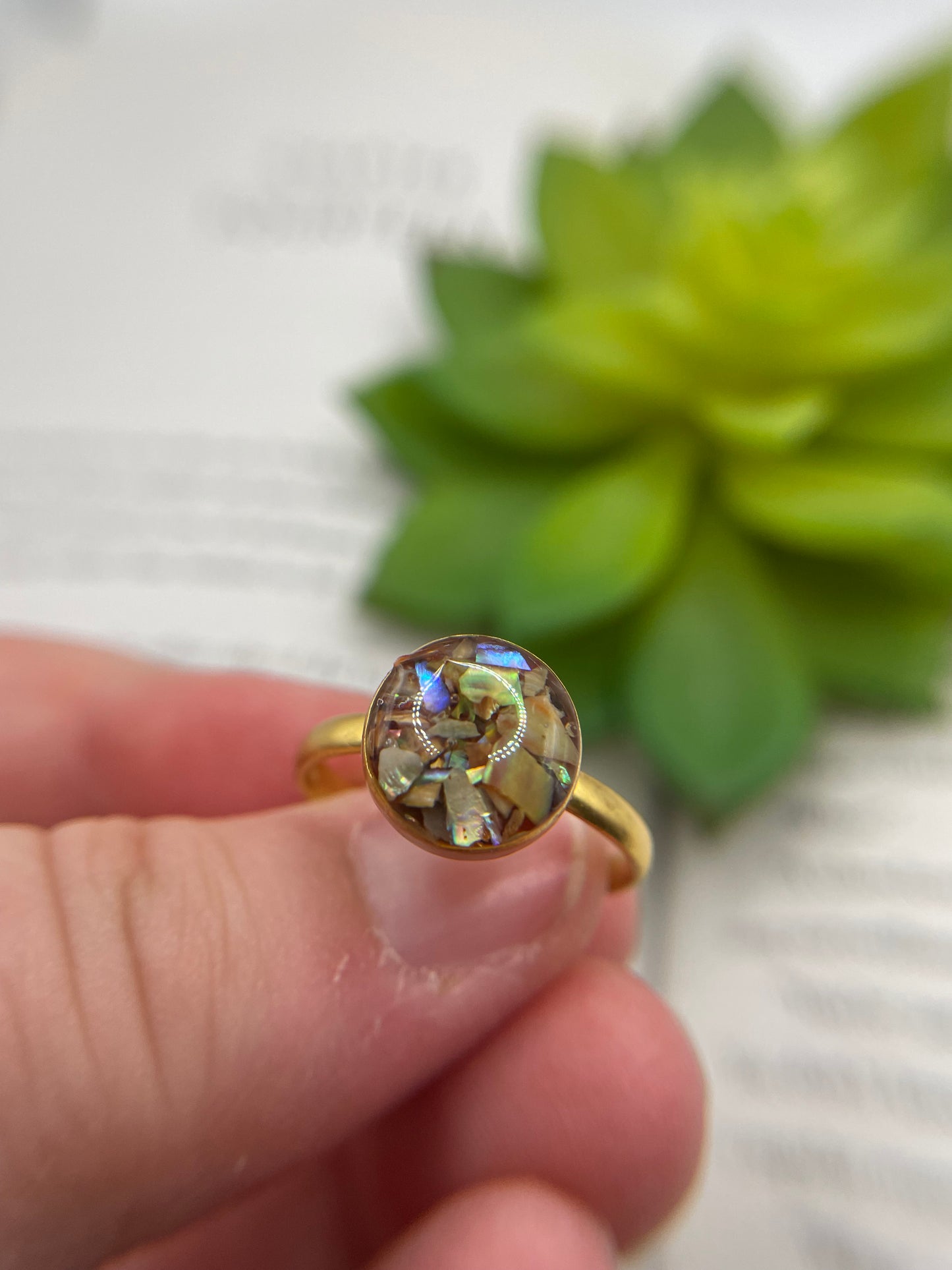 Round Shell Gold Ring-Size 7US