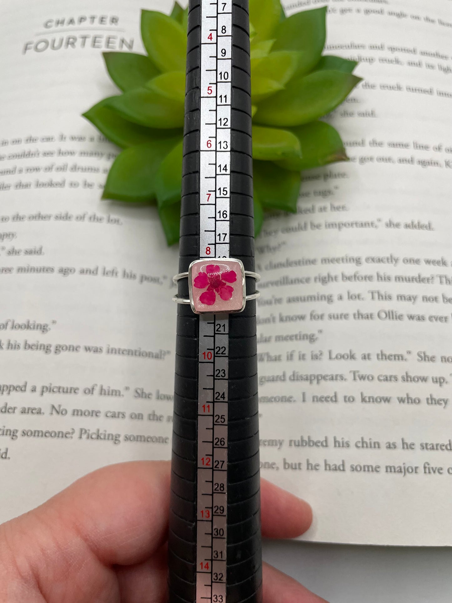 Pink Flower Square Ring-Size 9US