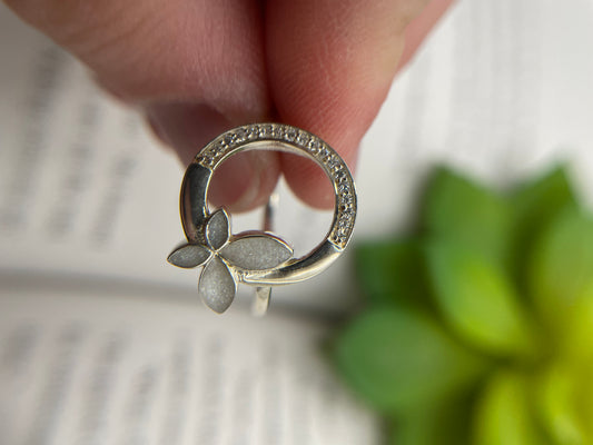 Butterfly Circle Ring with Zircon- Size 8US