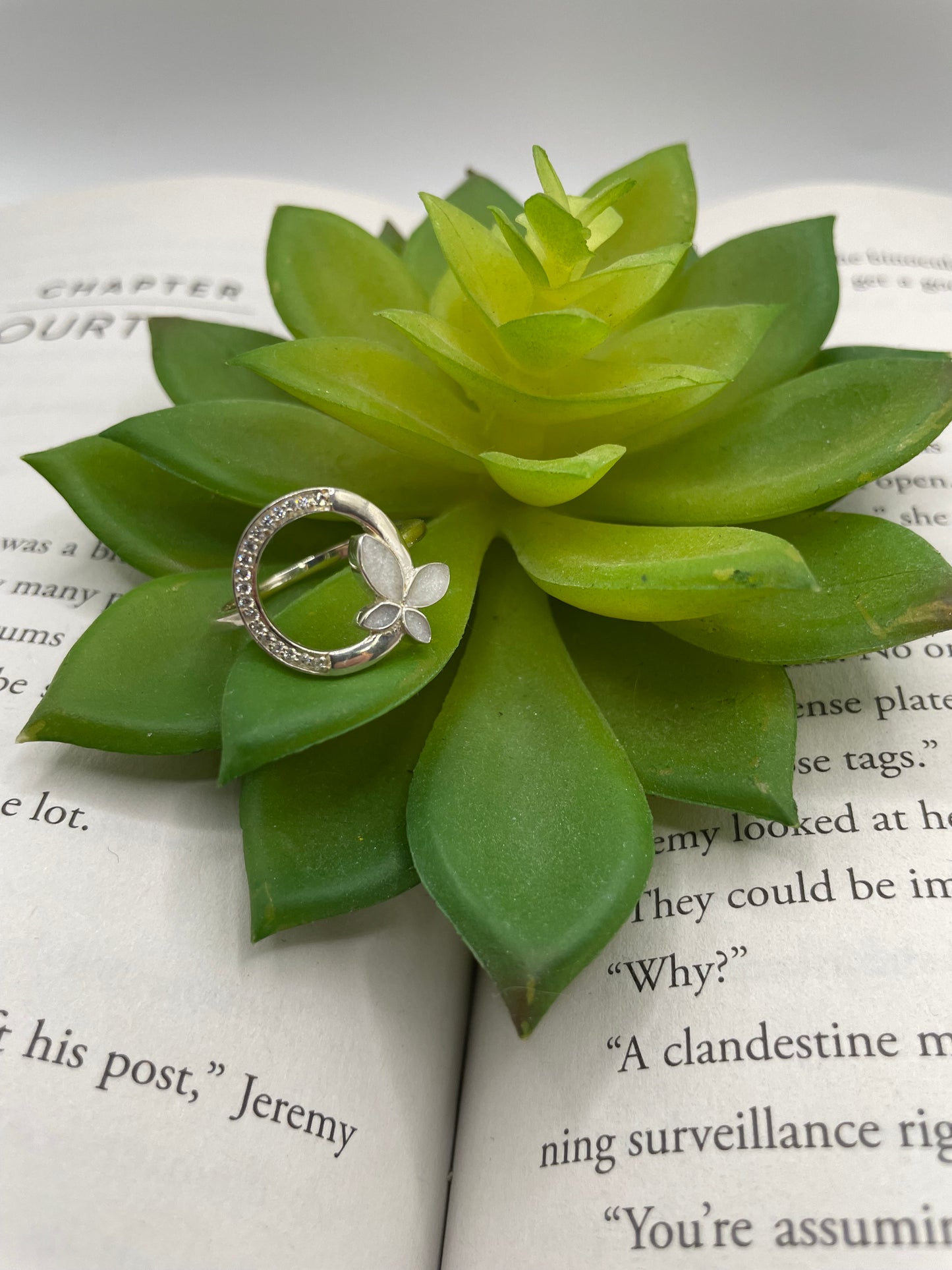 Butterfly Circle Ring with Zircon- Size 8US