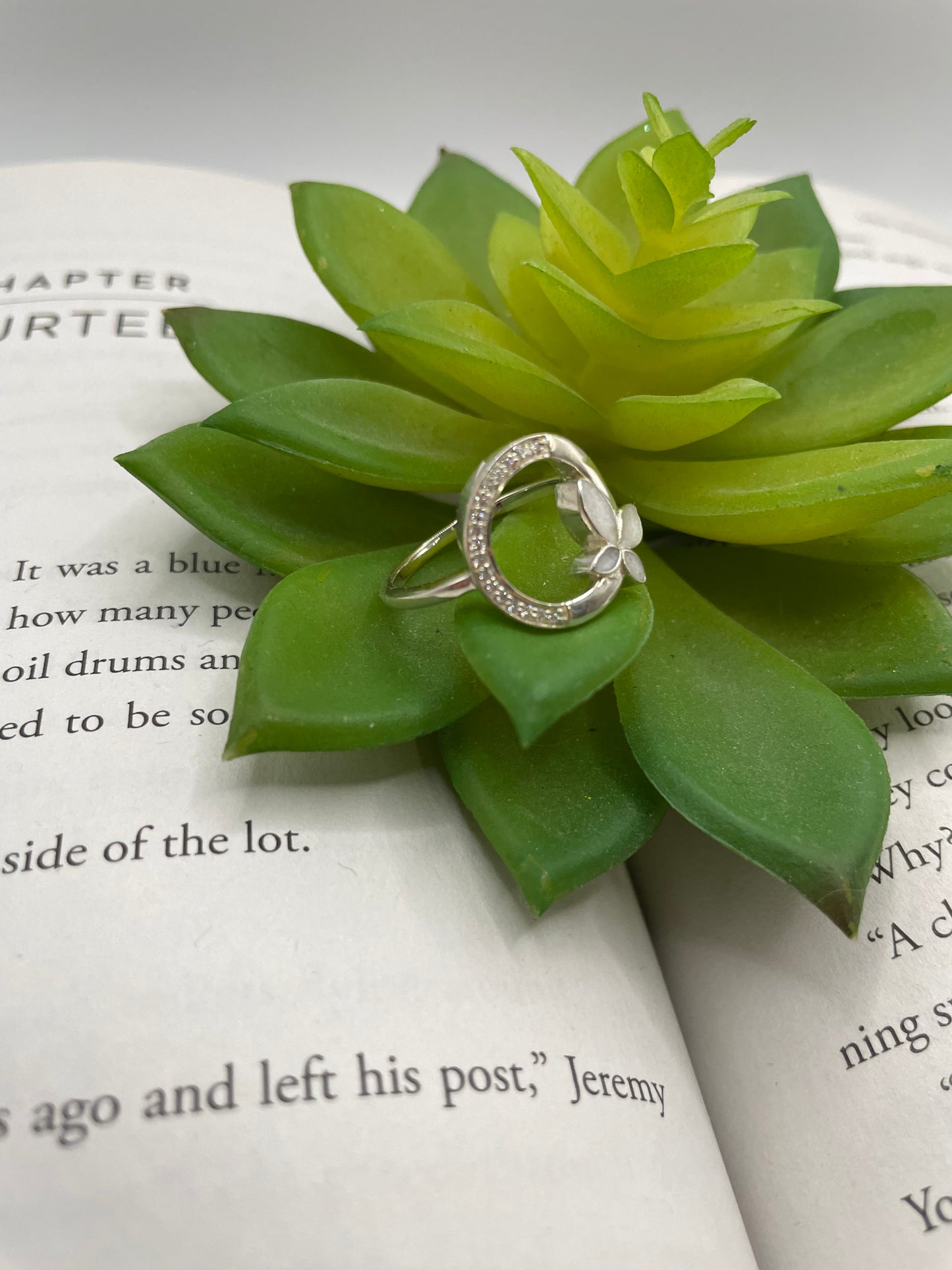 Butterfly Circle Ring with Zircon- Size 8US