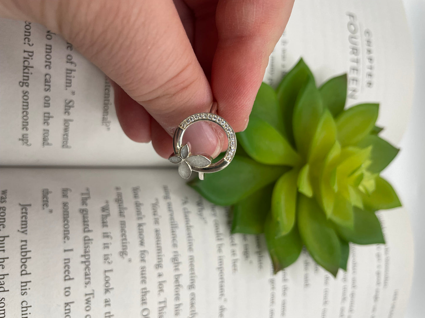 Butterfly Circle Ring with Zircon- Size 8US