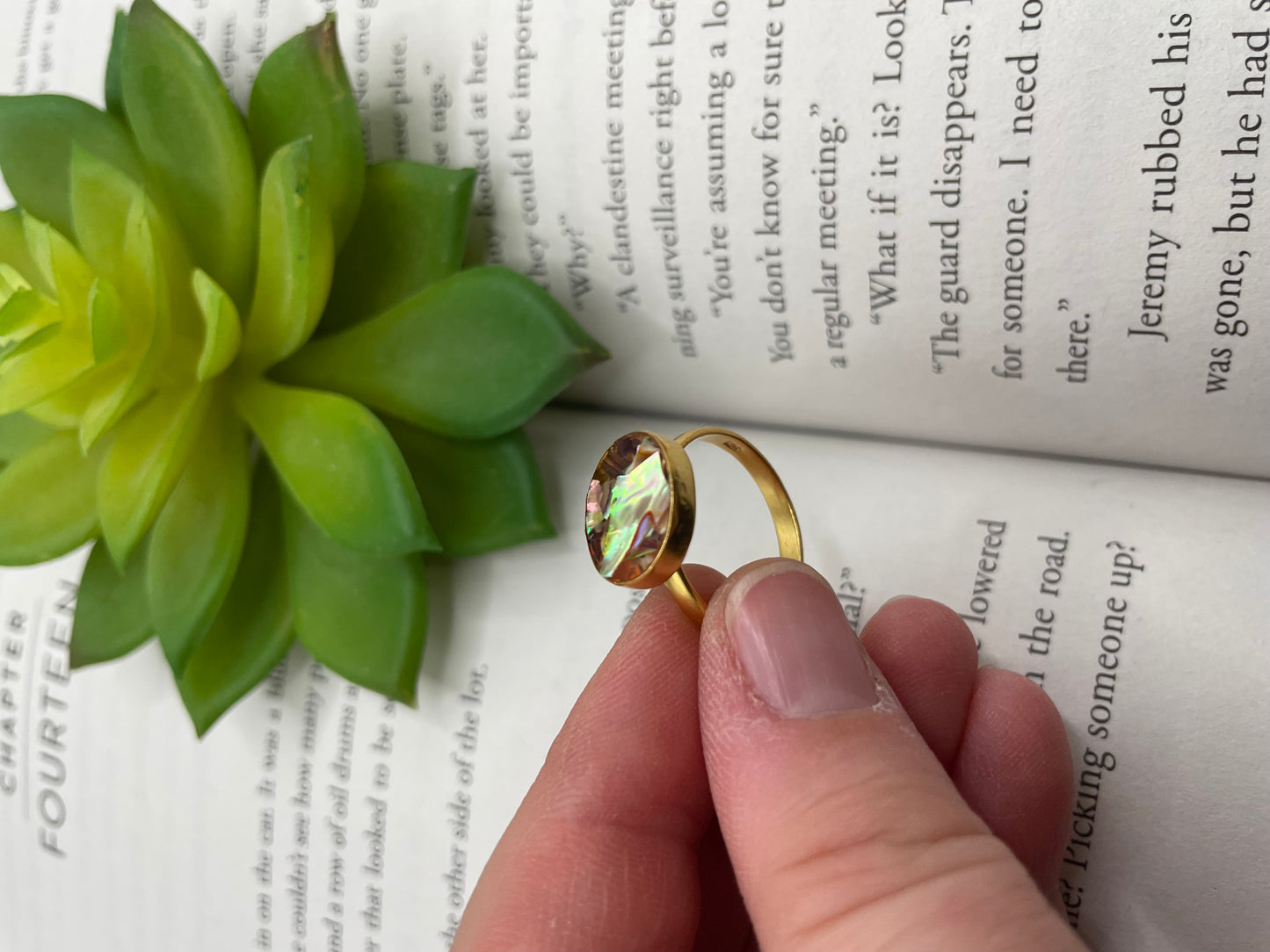 Large Round Shell Gold Ring-Size 8US