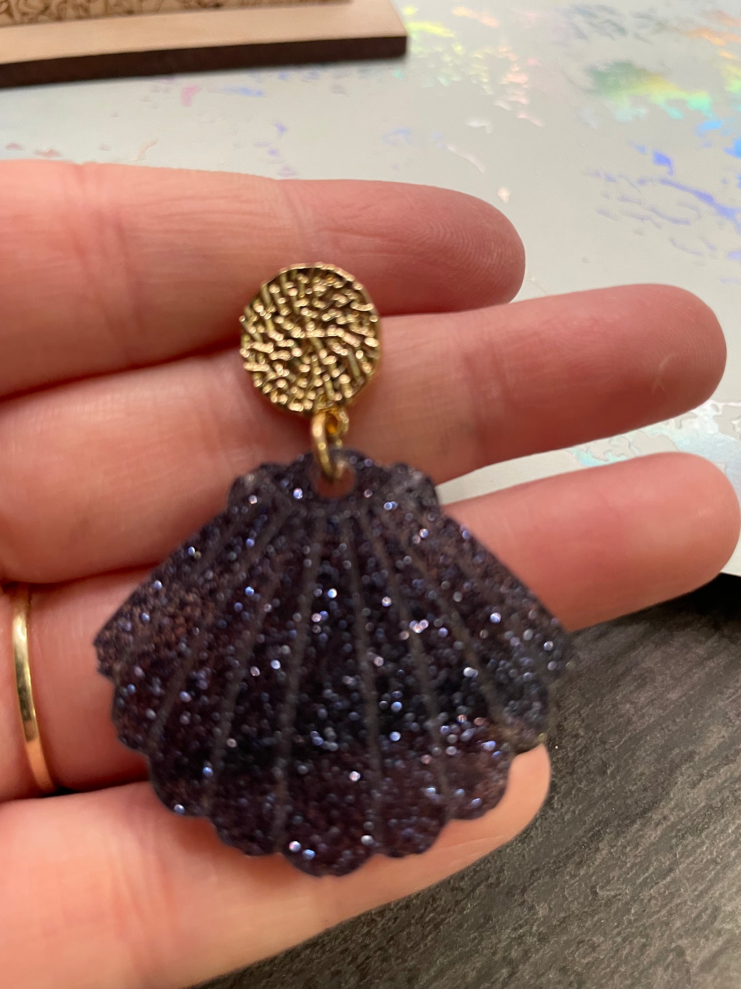 Sparkly Black Kalita Earrings NICKEL FREE