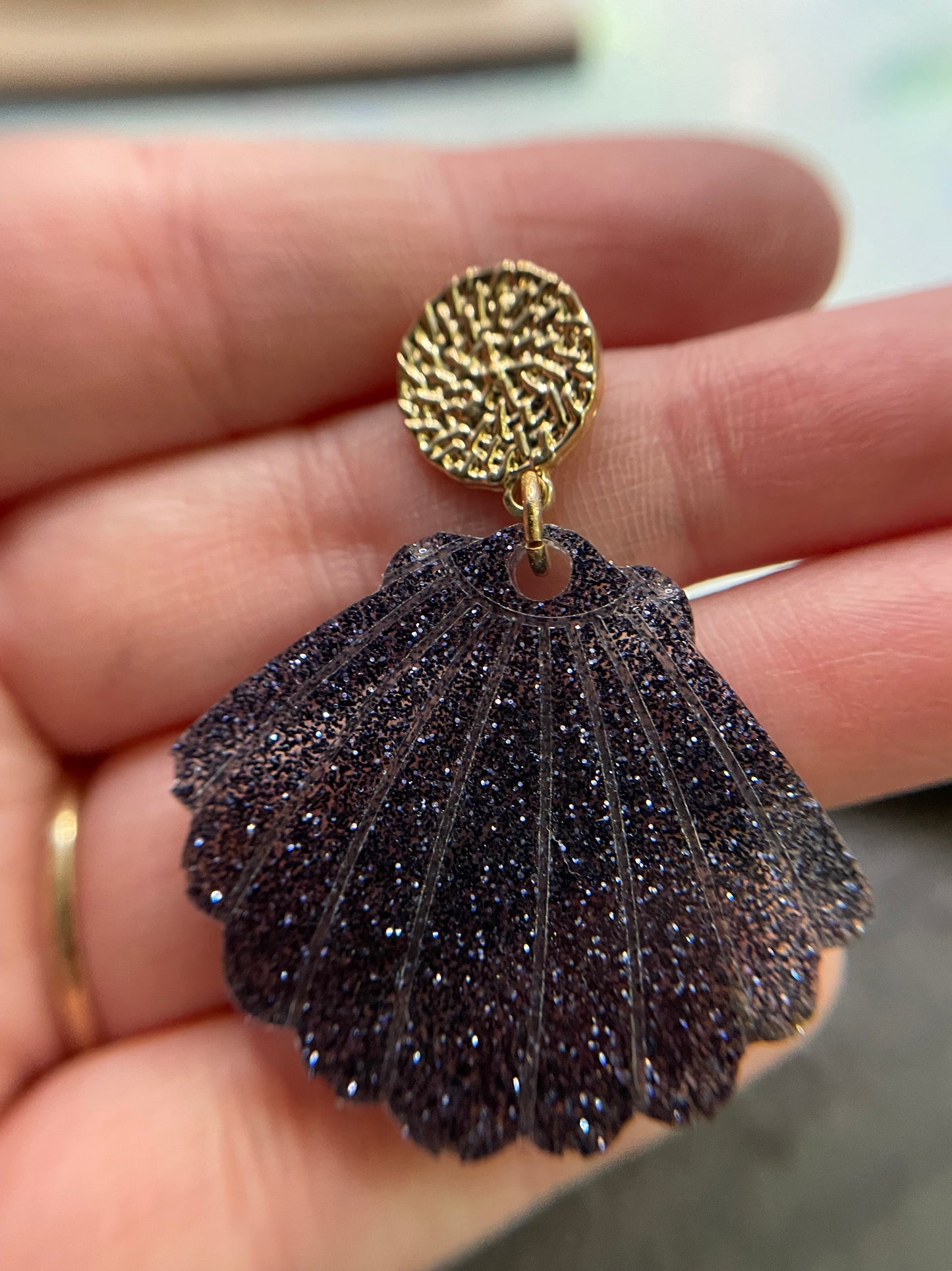 Sparkly Black Kalita Earrings NICKEL FREE