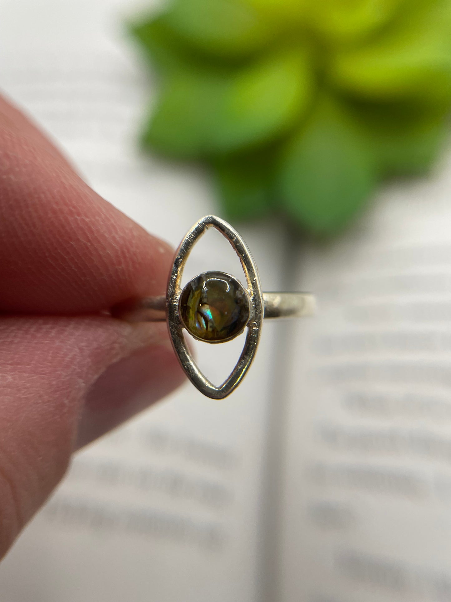 Round Shell Halo Ring- Size 8US