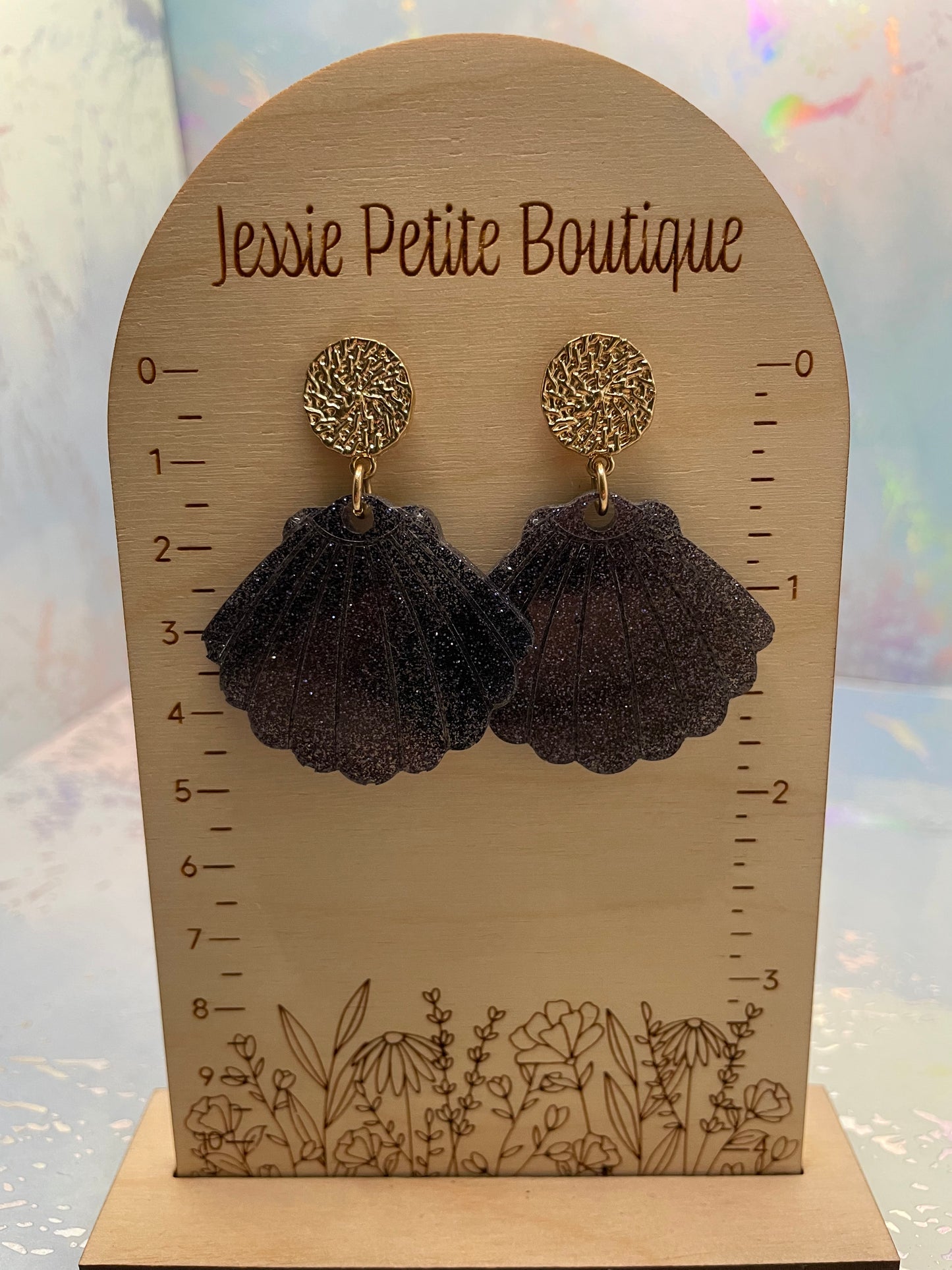 Sparkly Black Kalita Earrings NICKEL FREE