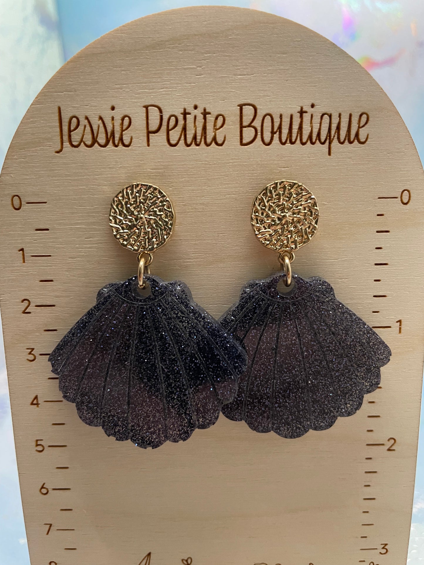Sparkly Black Kalita Earrings NICKEL FREE