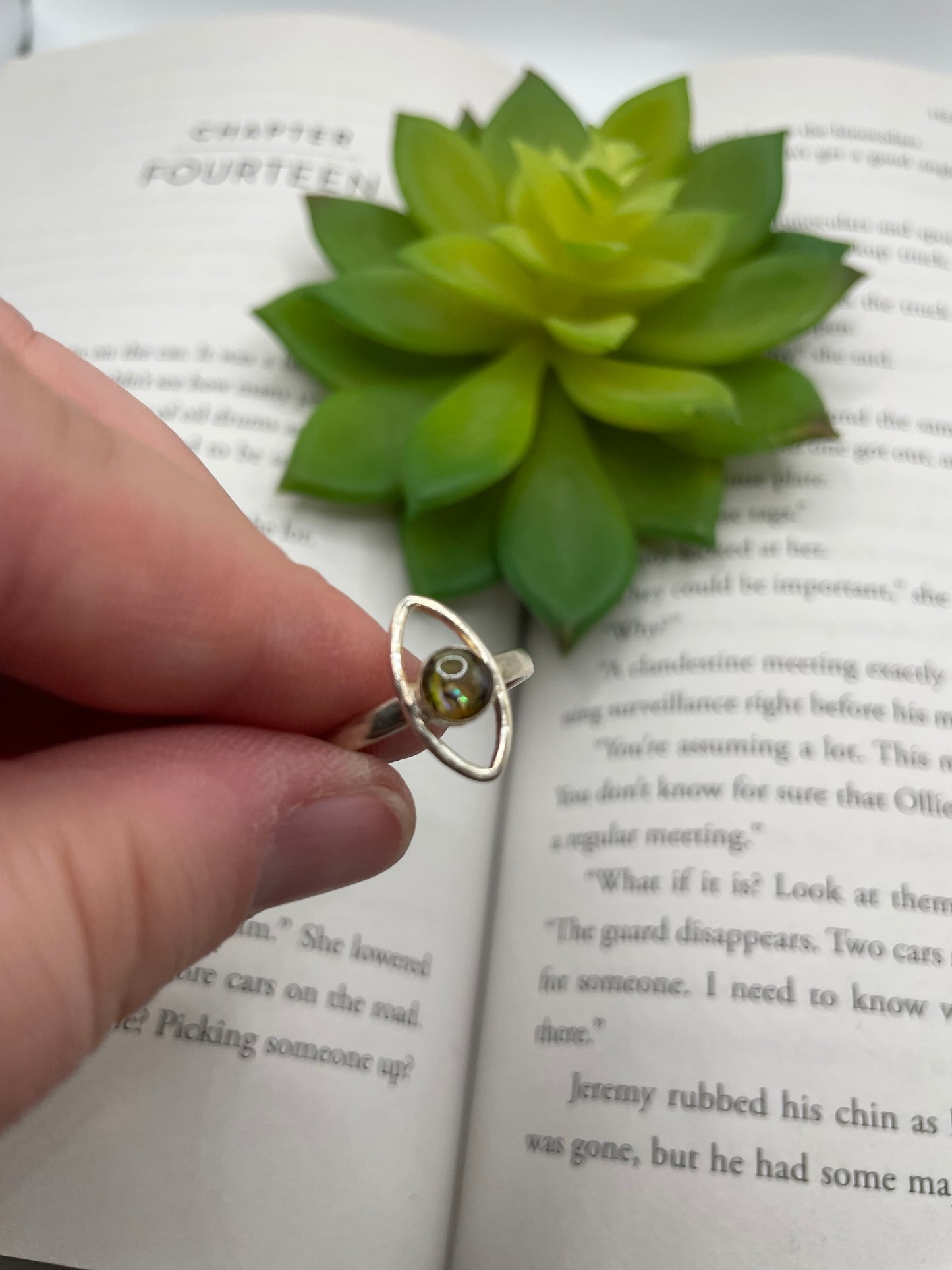 Round Shell Halo Ring- Size 8US