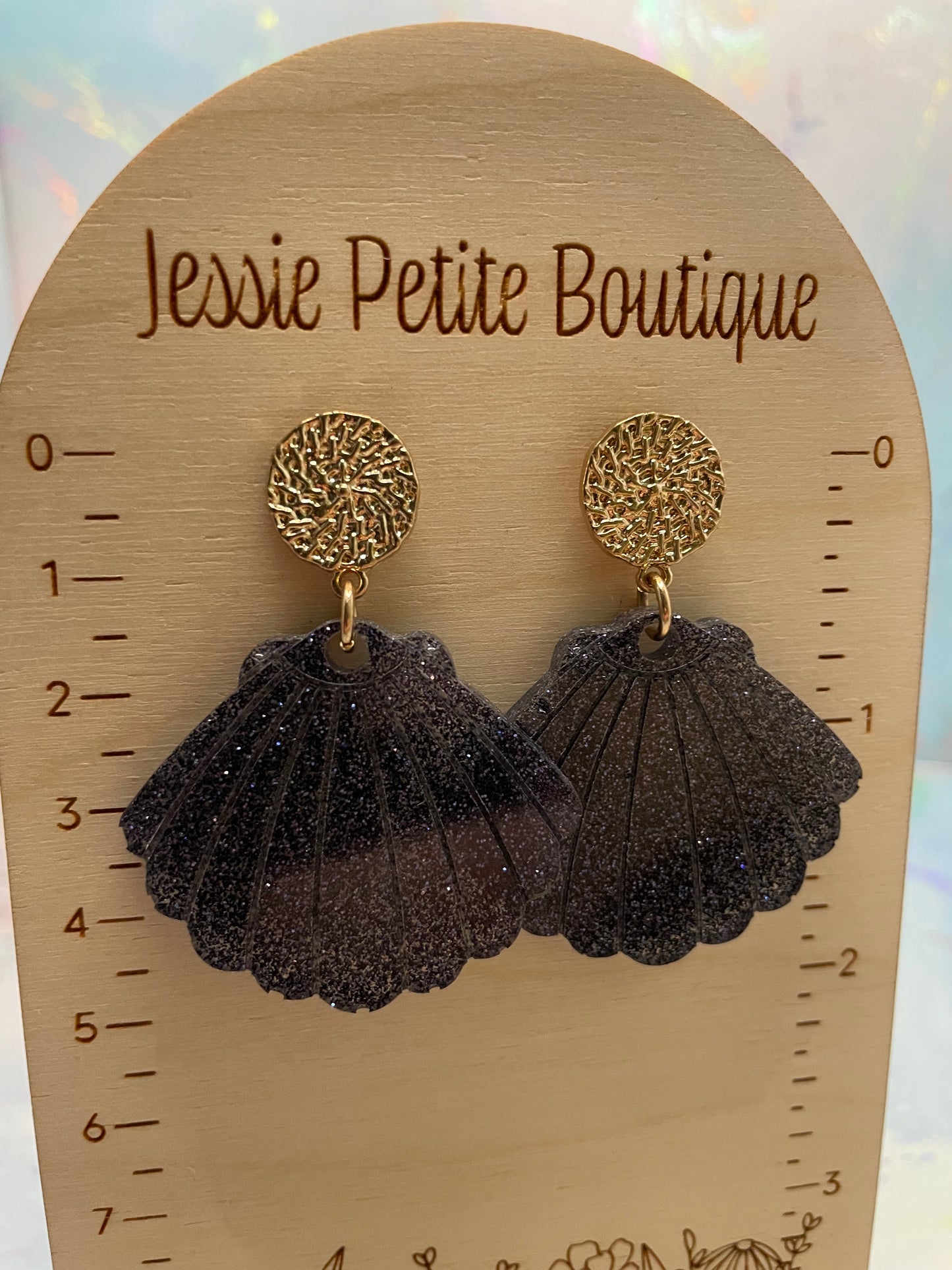 Sparkly Black Kalita Earrings NICKEL FREE