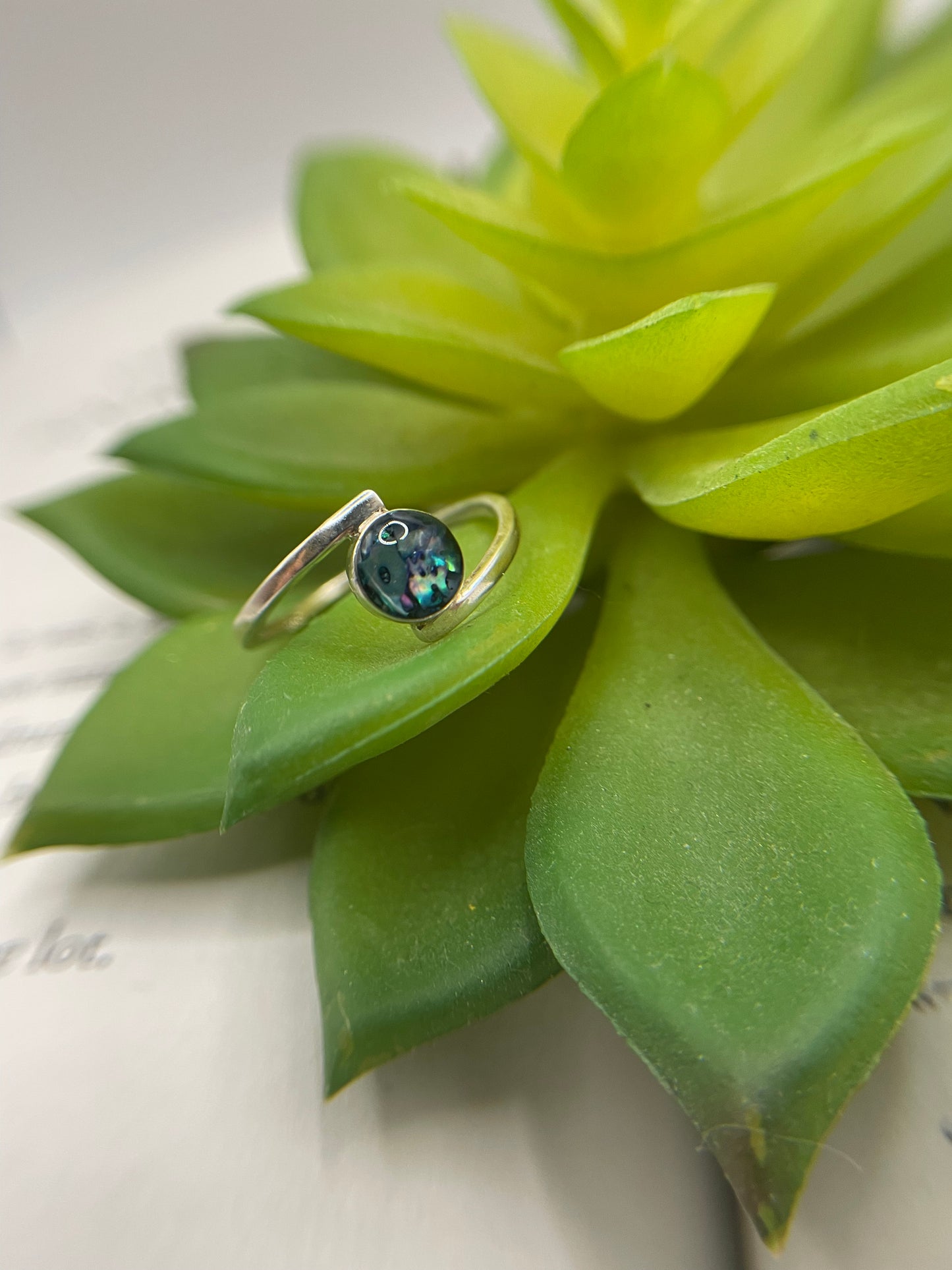 Round Blue Shell Ring- Size 8US