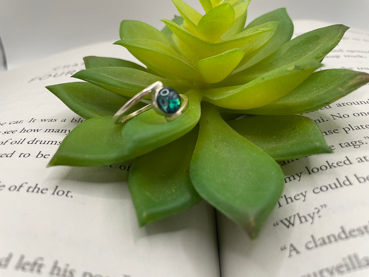 Round Blue Shell Ring- Size 8US