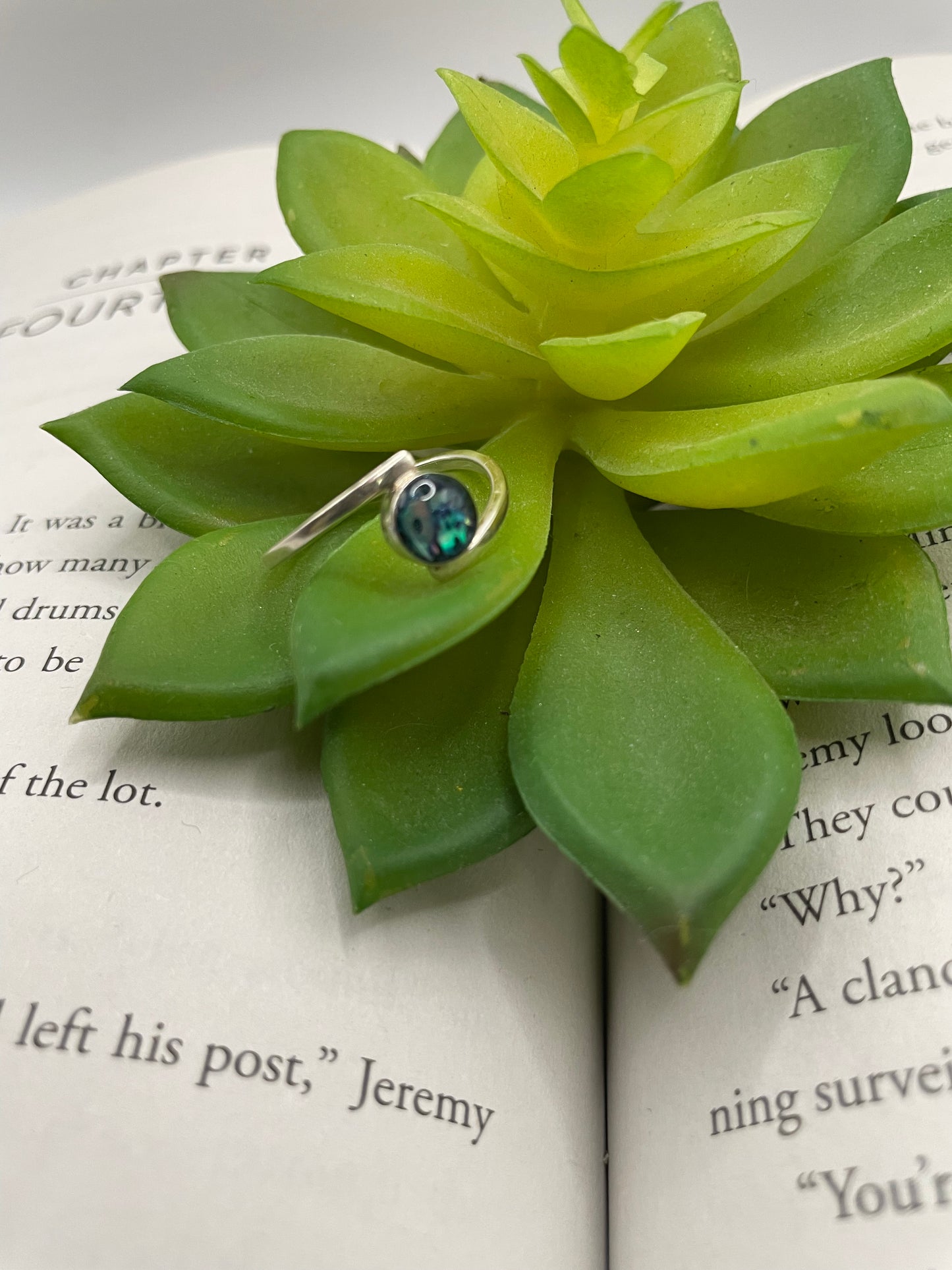 Round Blue Shell Ring- Size 8US