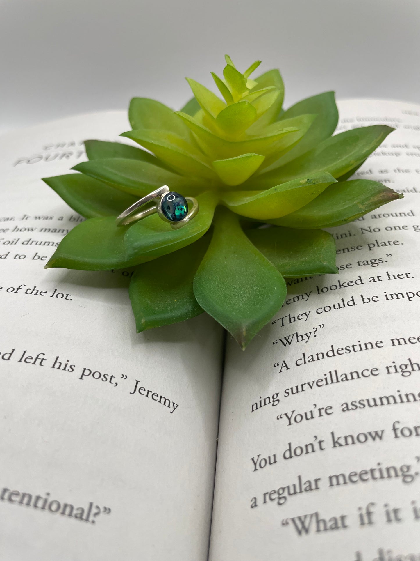 Round Blue Shell Ring- Size 8US