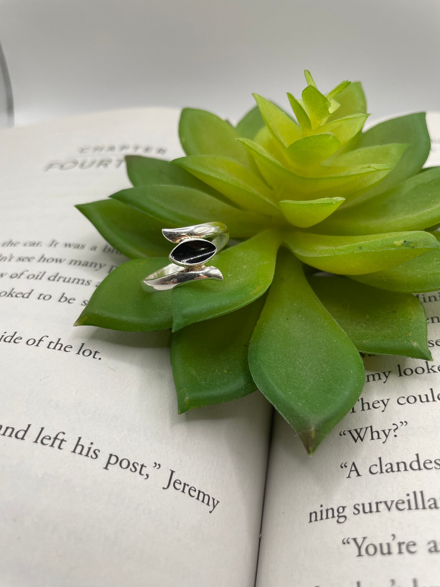 Marquise Black Resin Ring-Size 8US