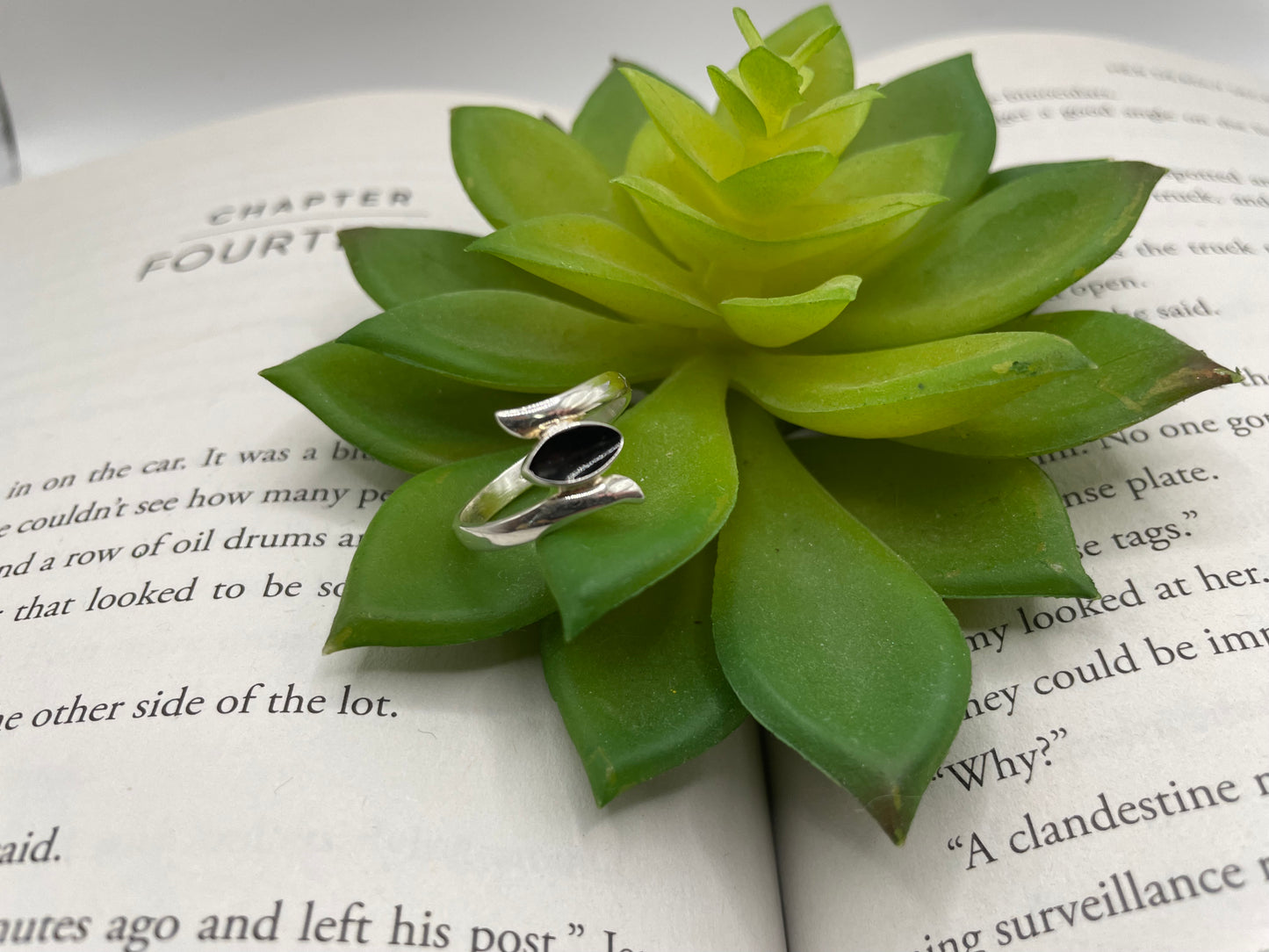 Marquise Black Resin Ring-Size 8US