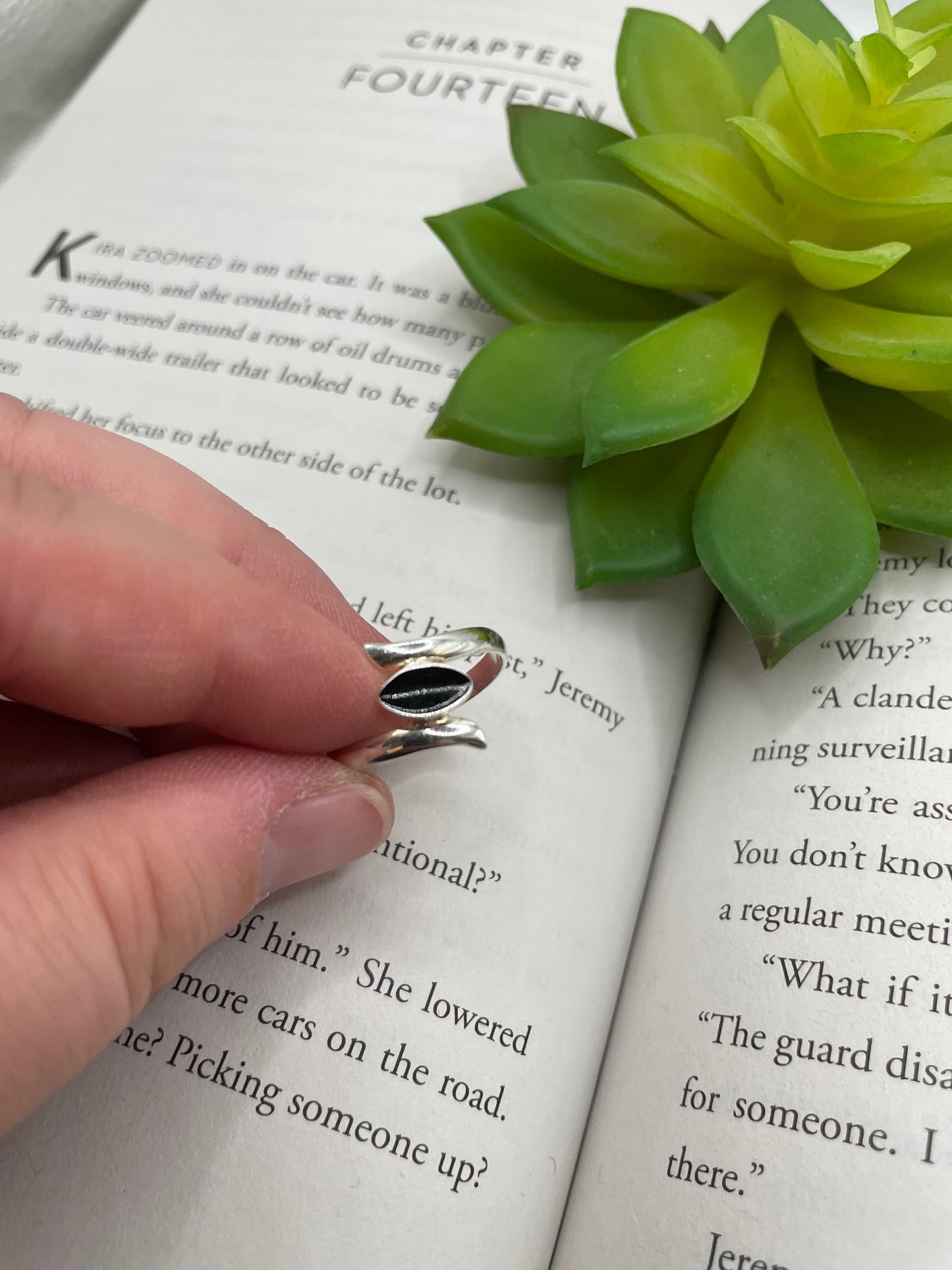 Marquise Black Resin Ring-Size 8US