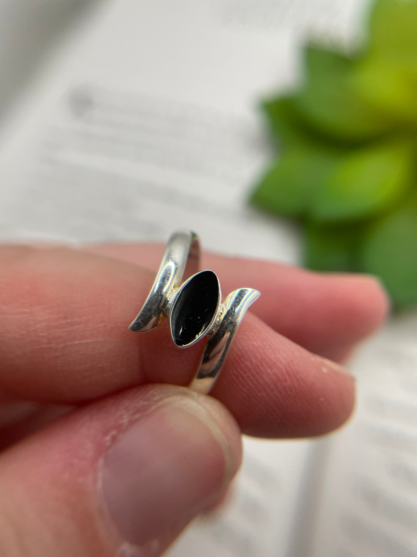 Marquise Black Resin Ring-Size 8US