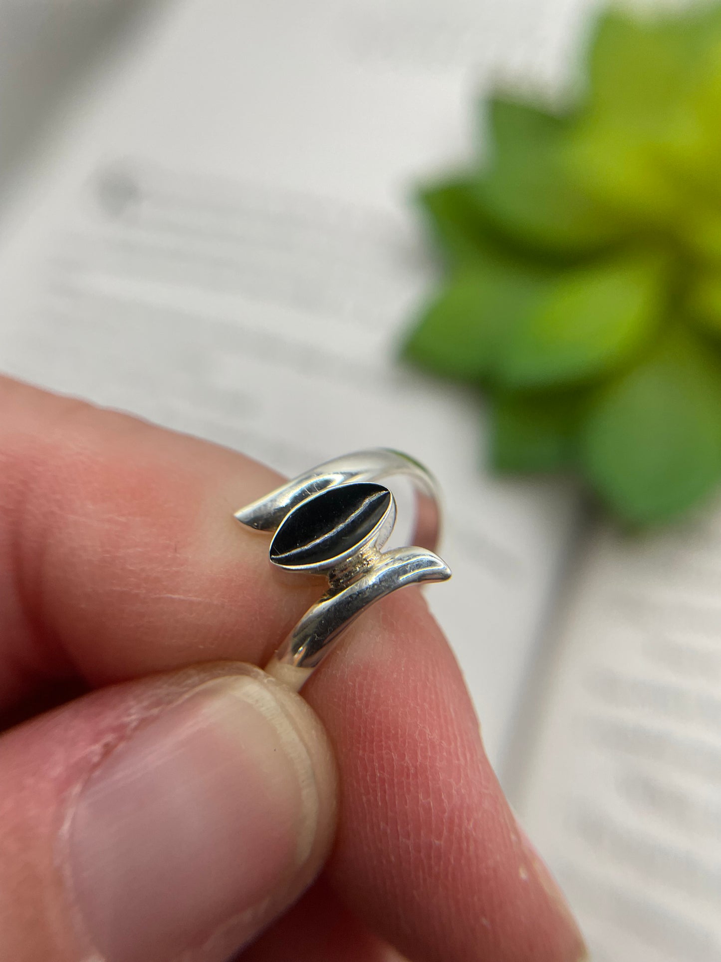 Marquise Black Resin Ring-Size 8US