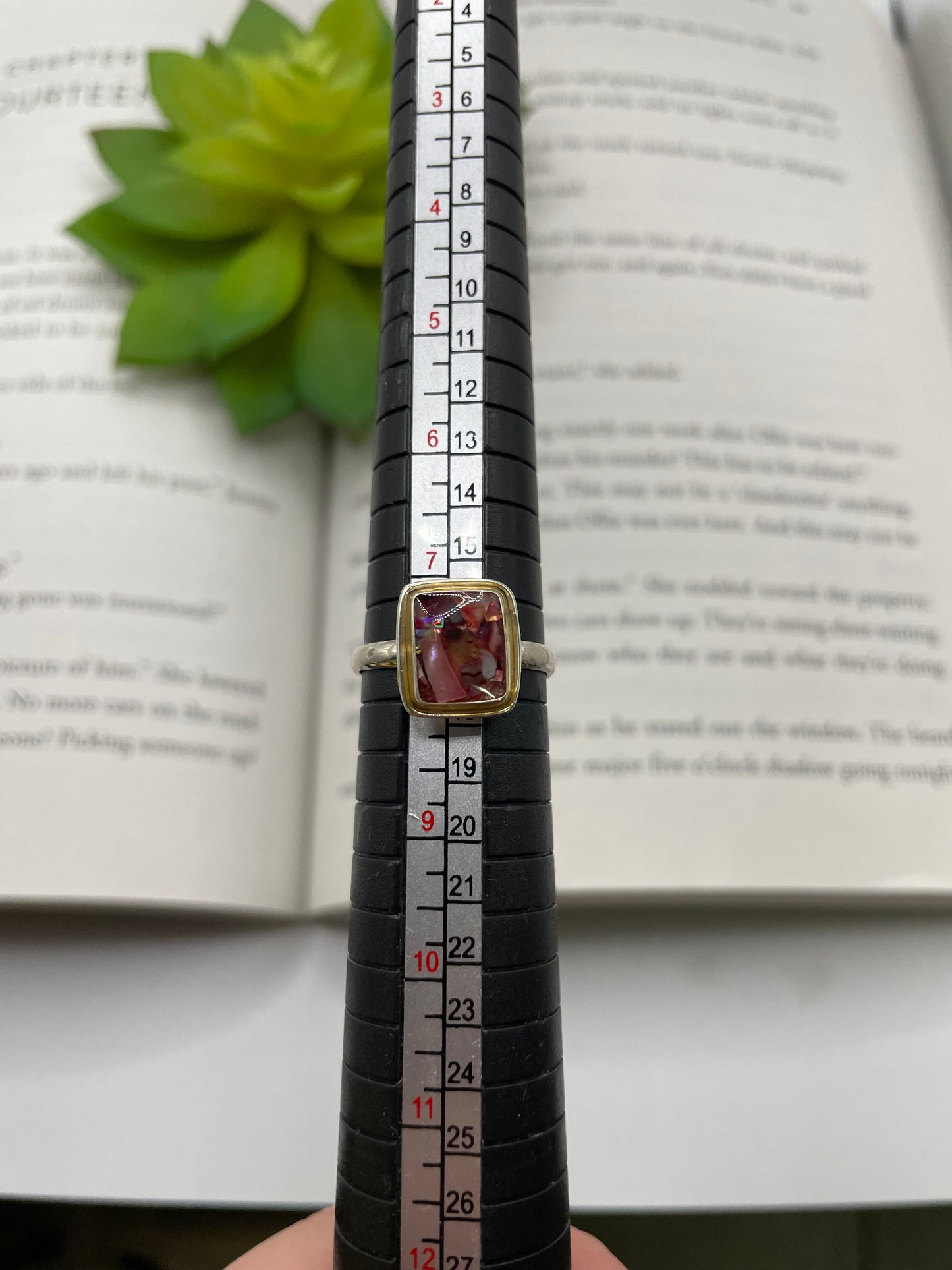 Pink Shell Rectangle Ring- Size 7 ½US