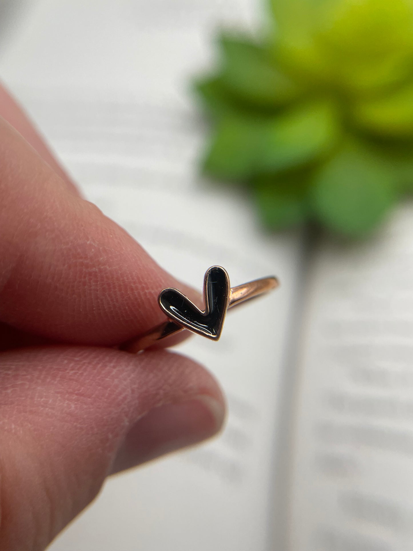 Rose Gold Heart Ring- Size 7 ½ US