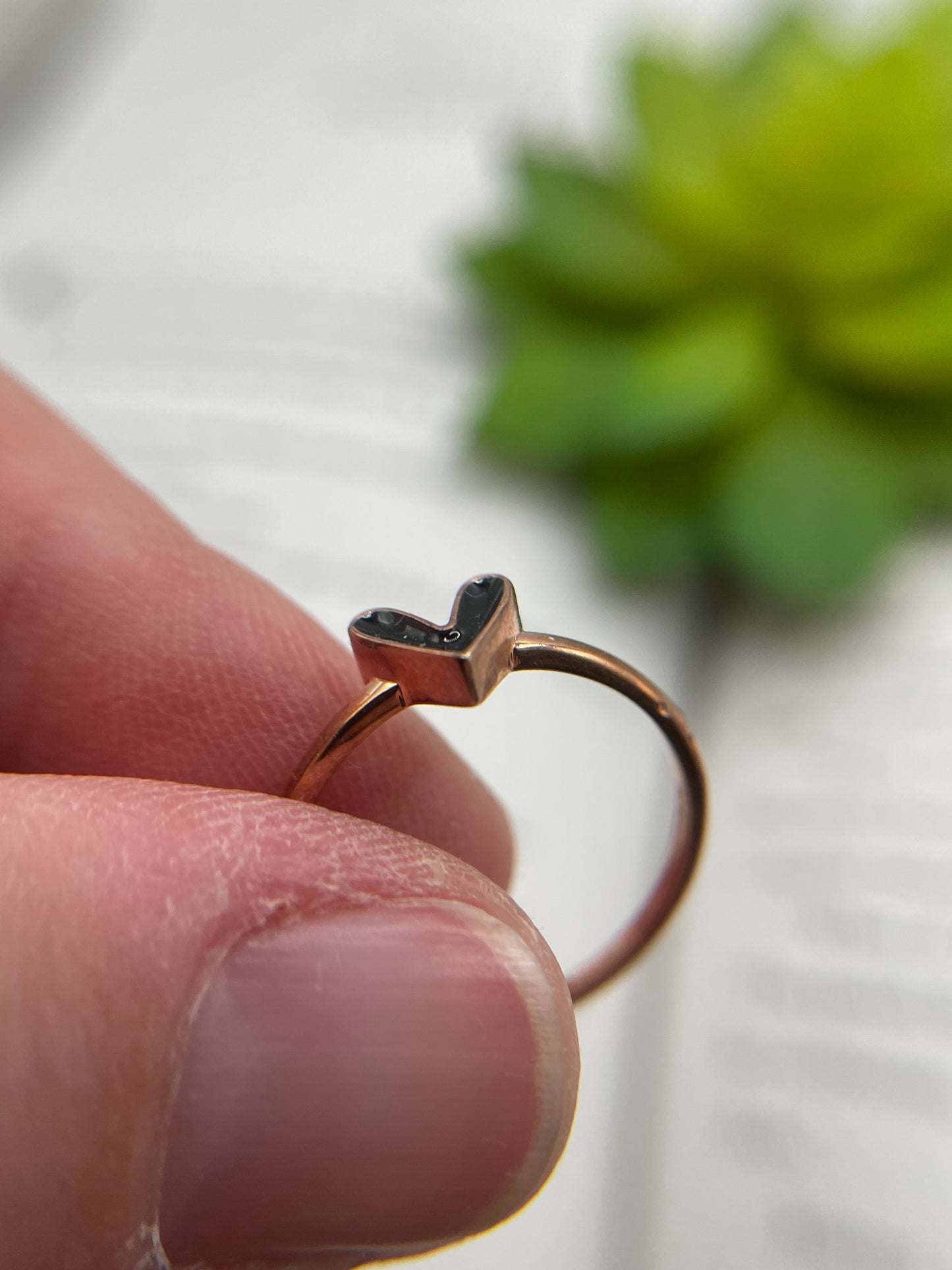 Rose Gold Heart Ring- Size 7 ½ US