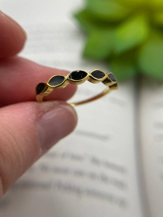 Gold-Plated Marquise Black Ring – Size 9½ US