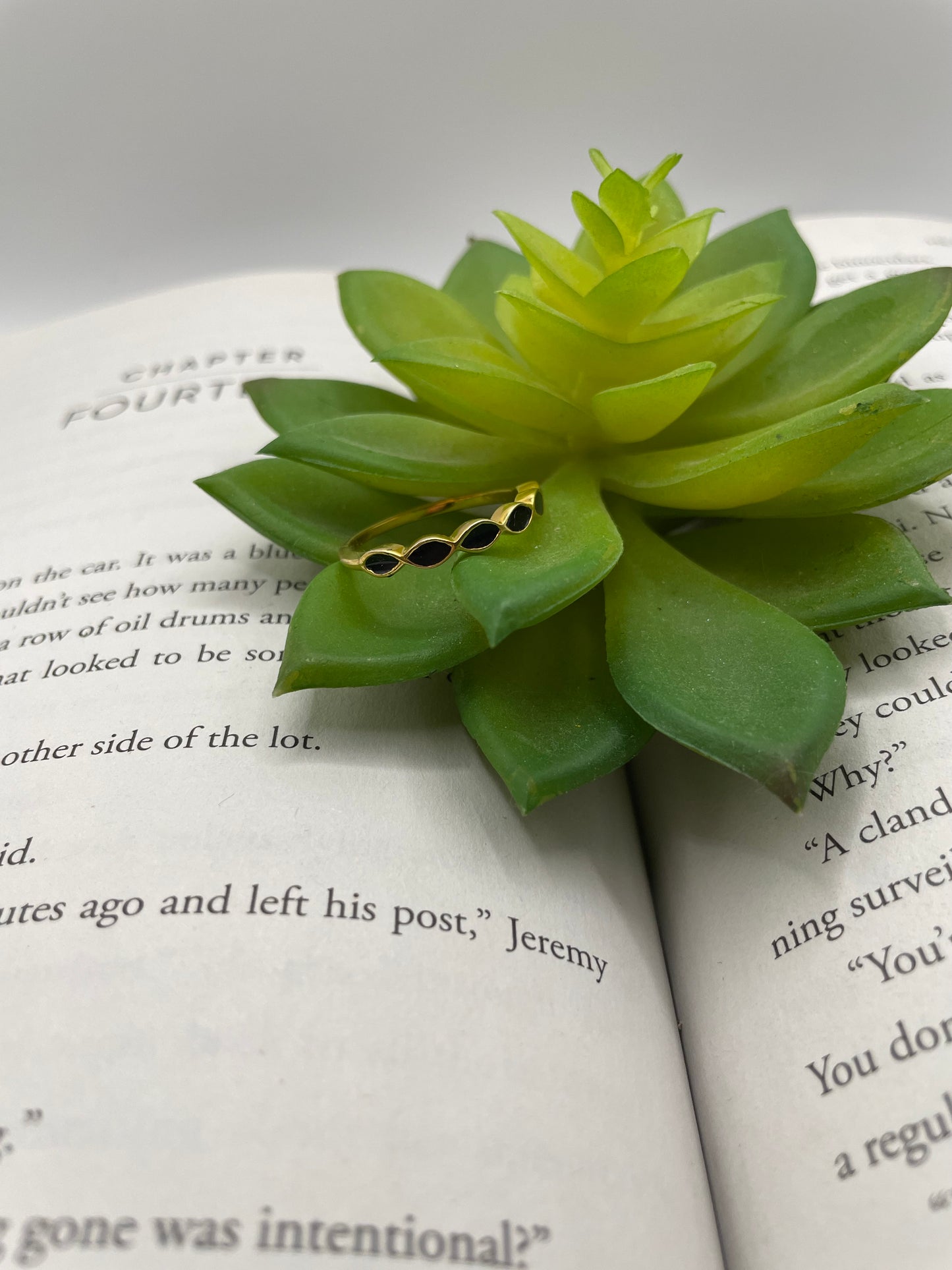 Gold-Plated Marquise Black Ring – Size 9½ US