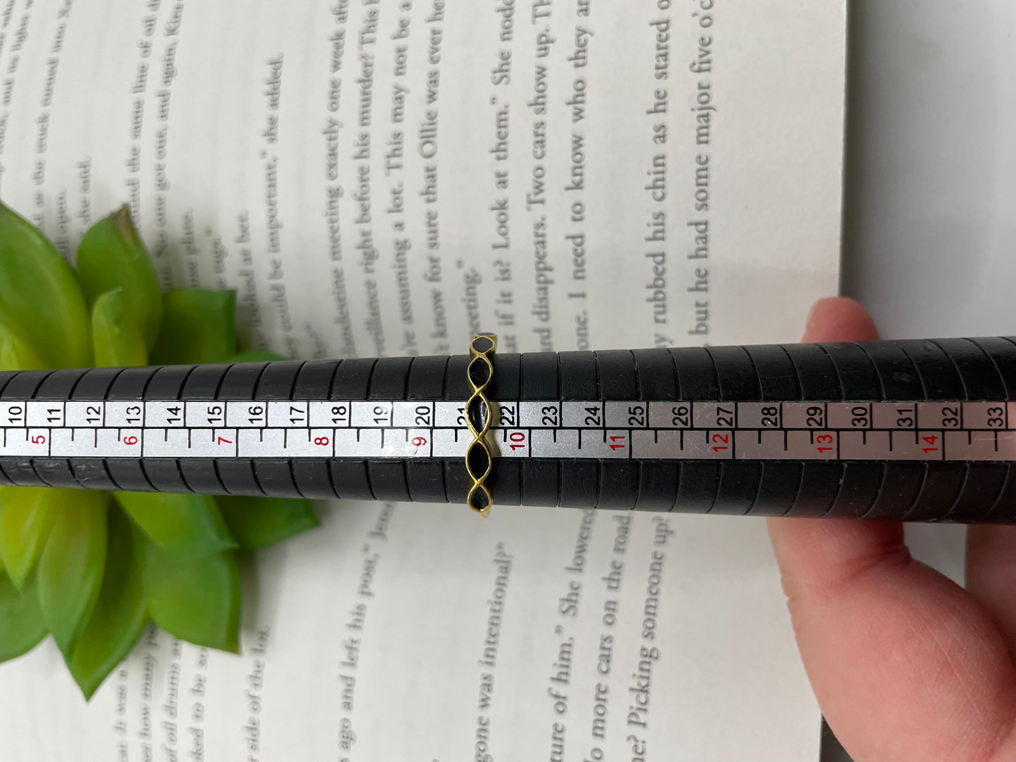 Gold-Plated Marquise Black Ring – Size 9½ US