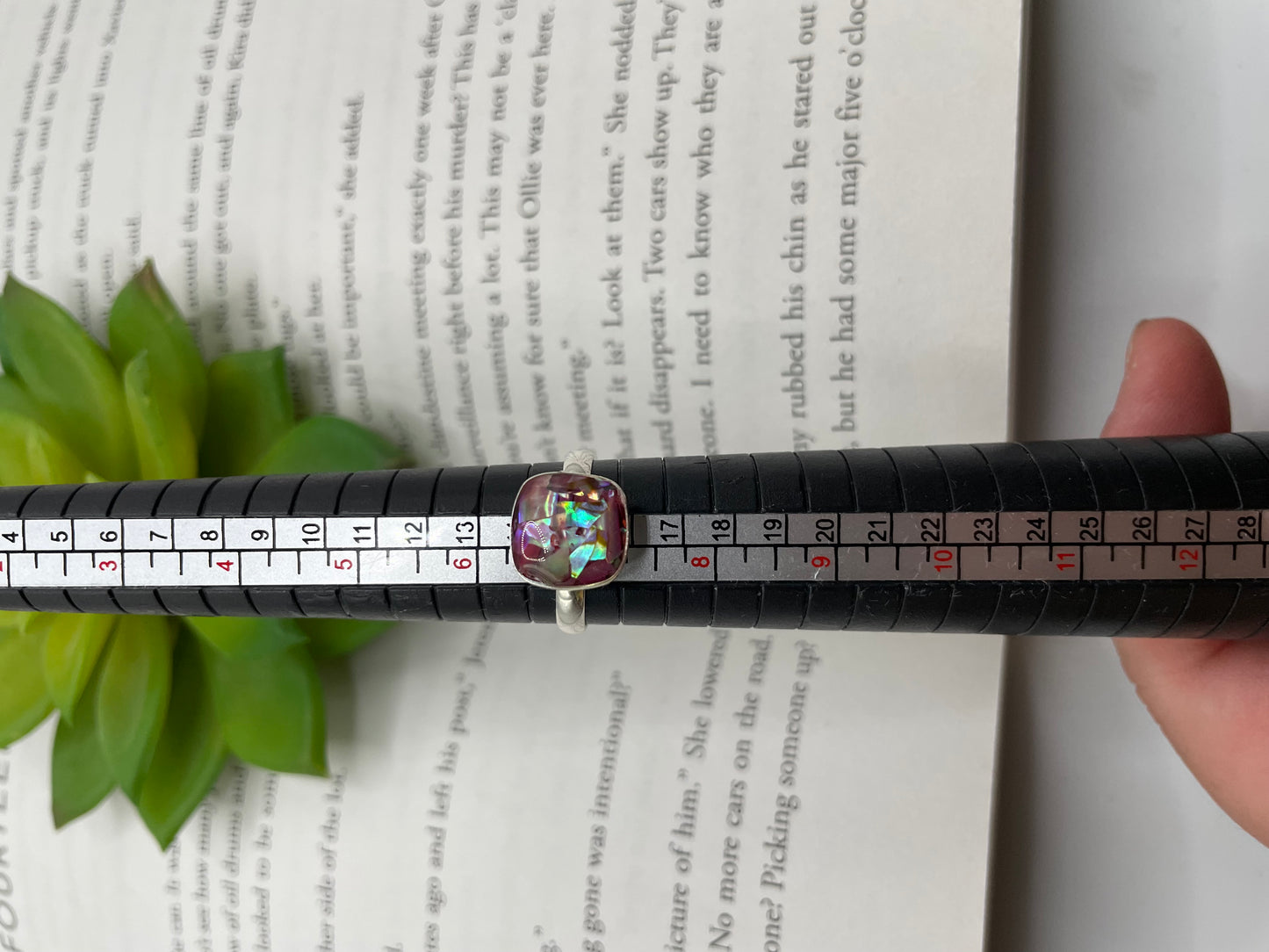 Square Pink Shell Ring – Size 7 US