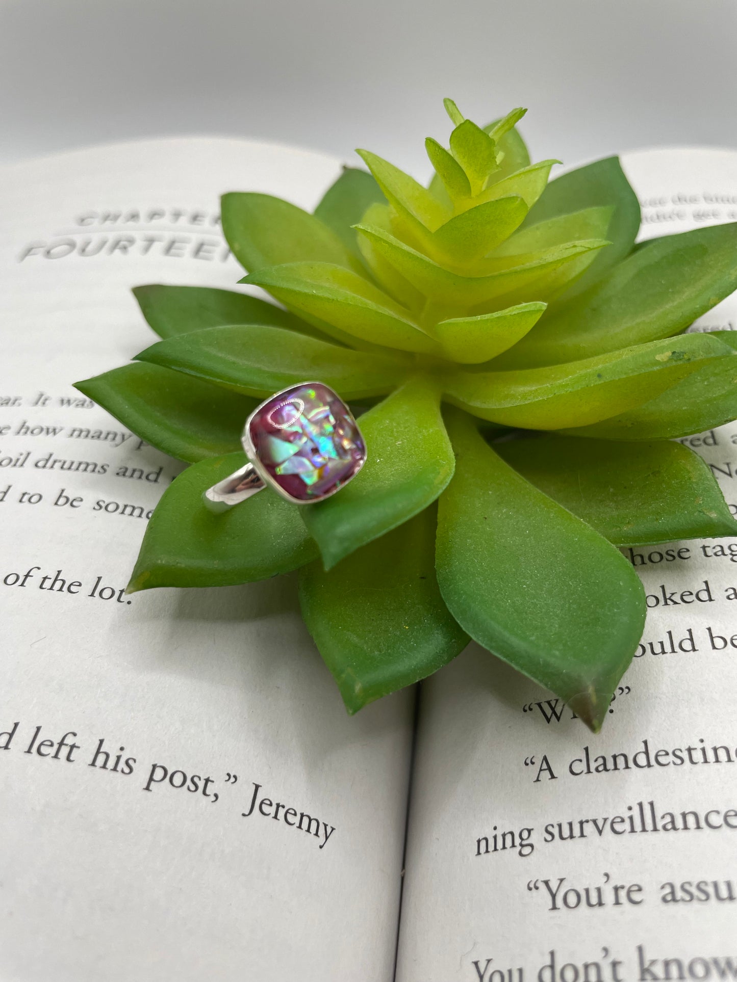 Square Pink Shell Ring – Size 7 US