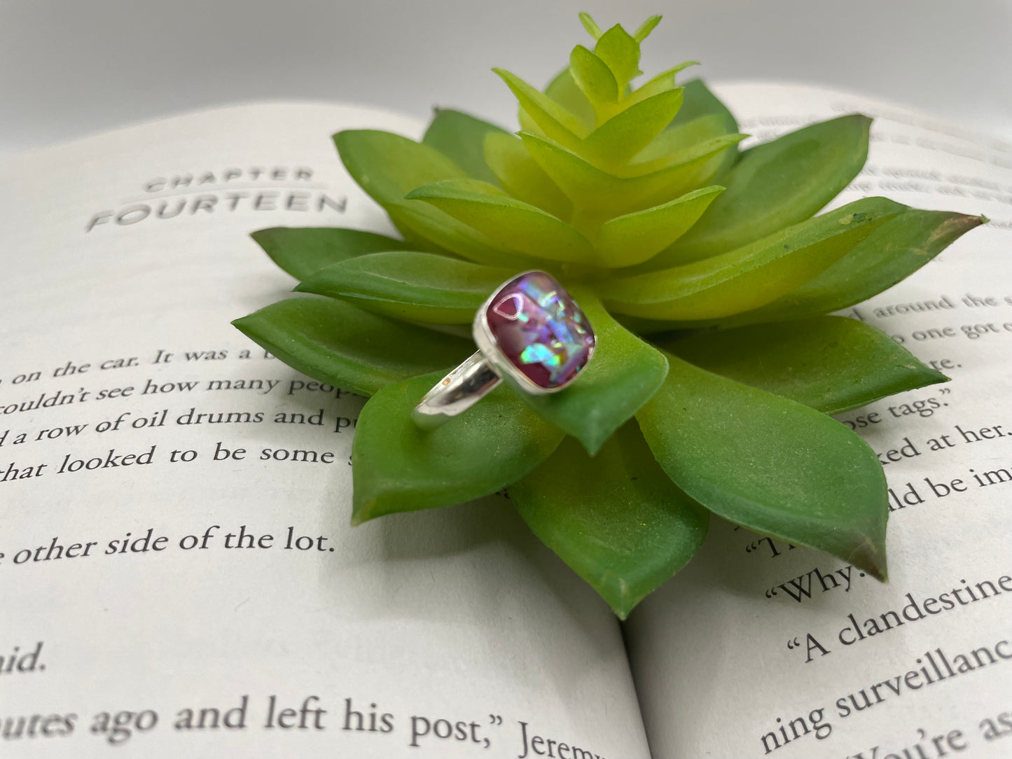 Square Pink Shell Ring – Size 7 US