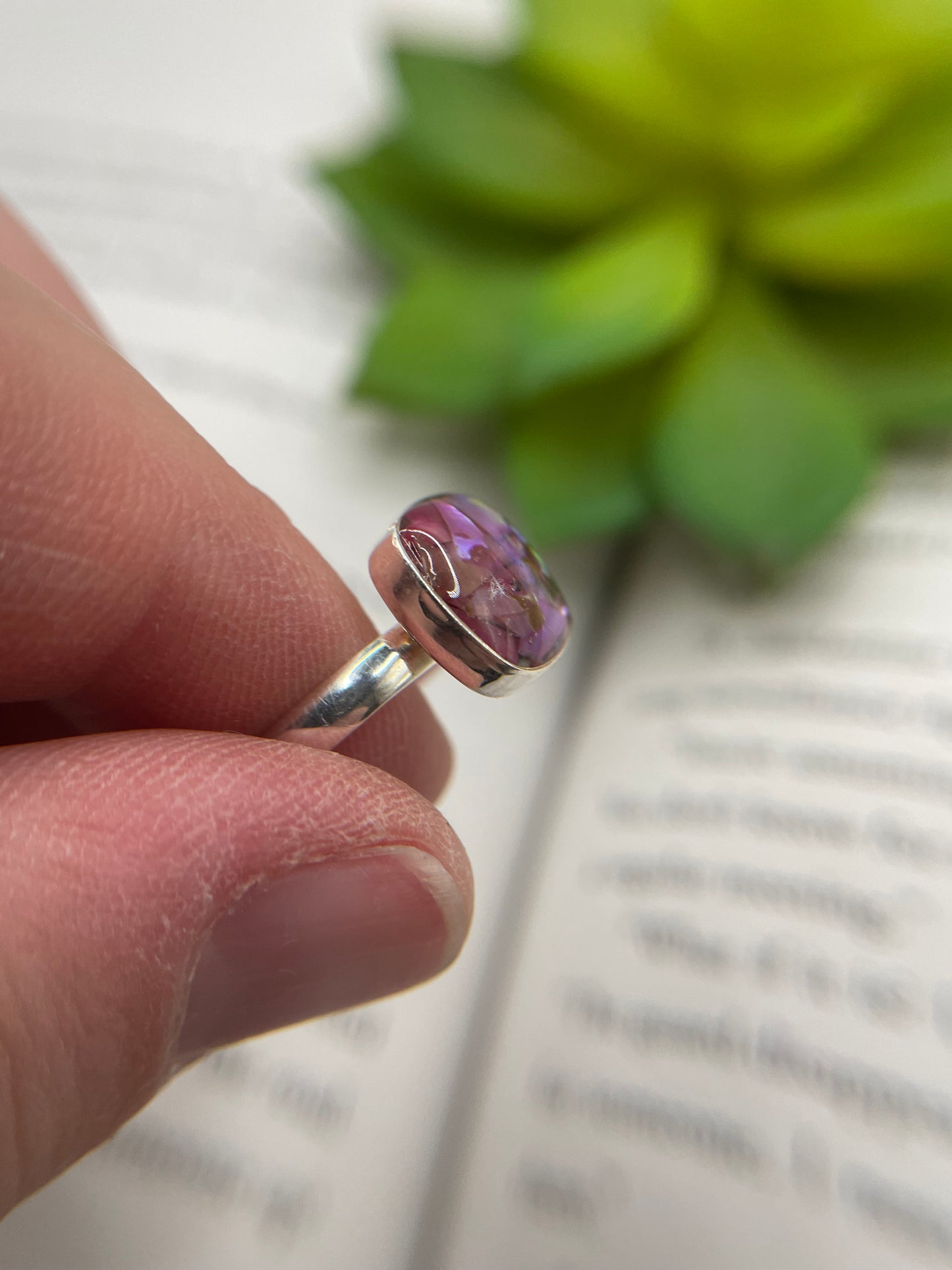 Square Pink Shell Ring – Size 7 US