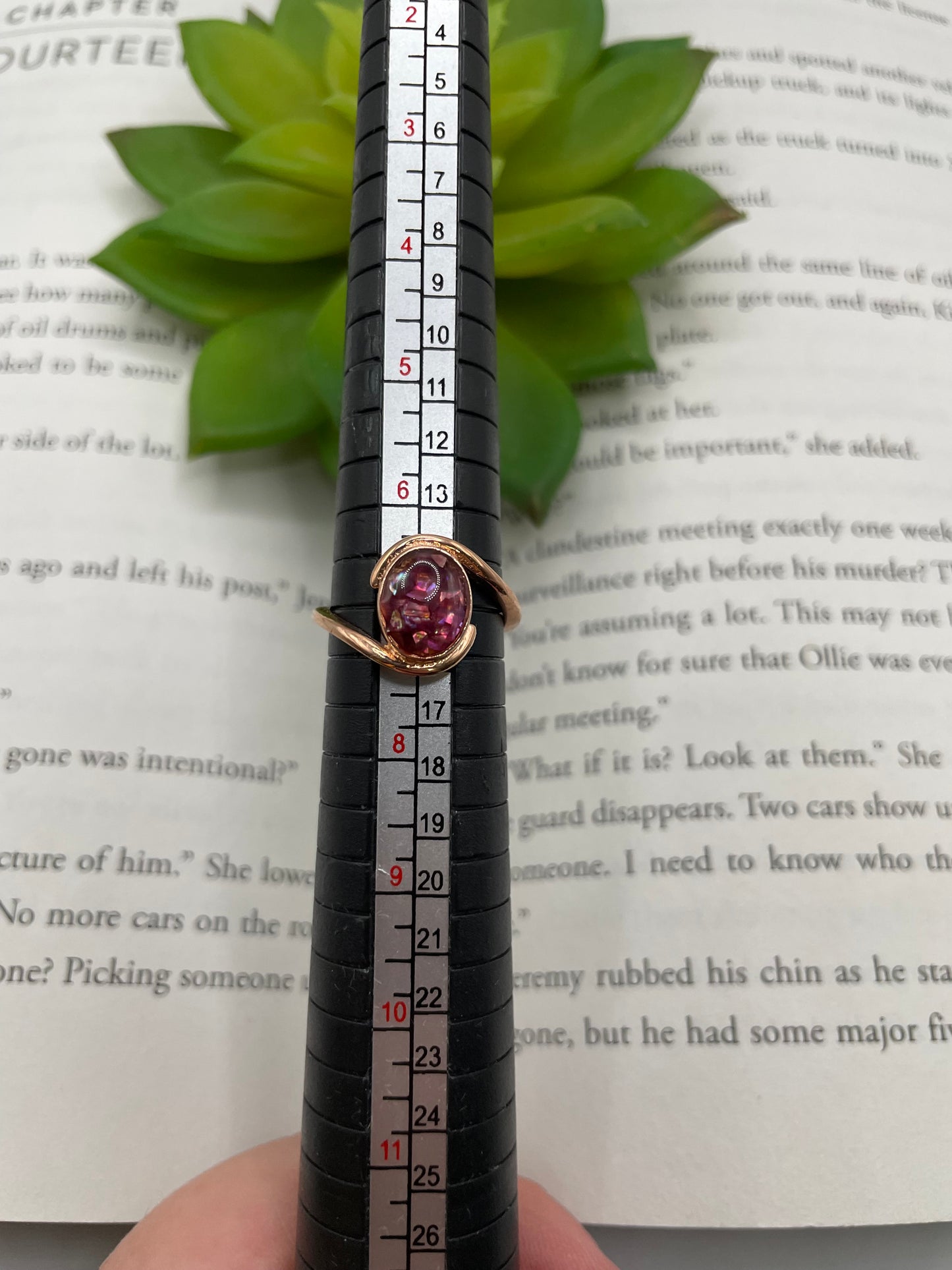 Rose Gold Sterling Silver Oval Shell and Resin Ring – Size 7 US