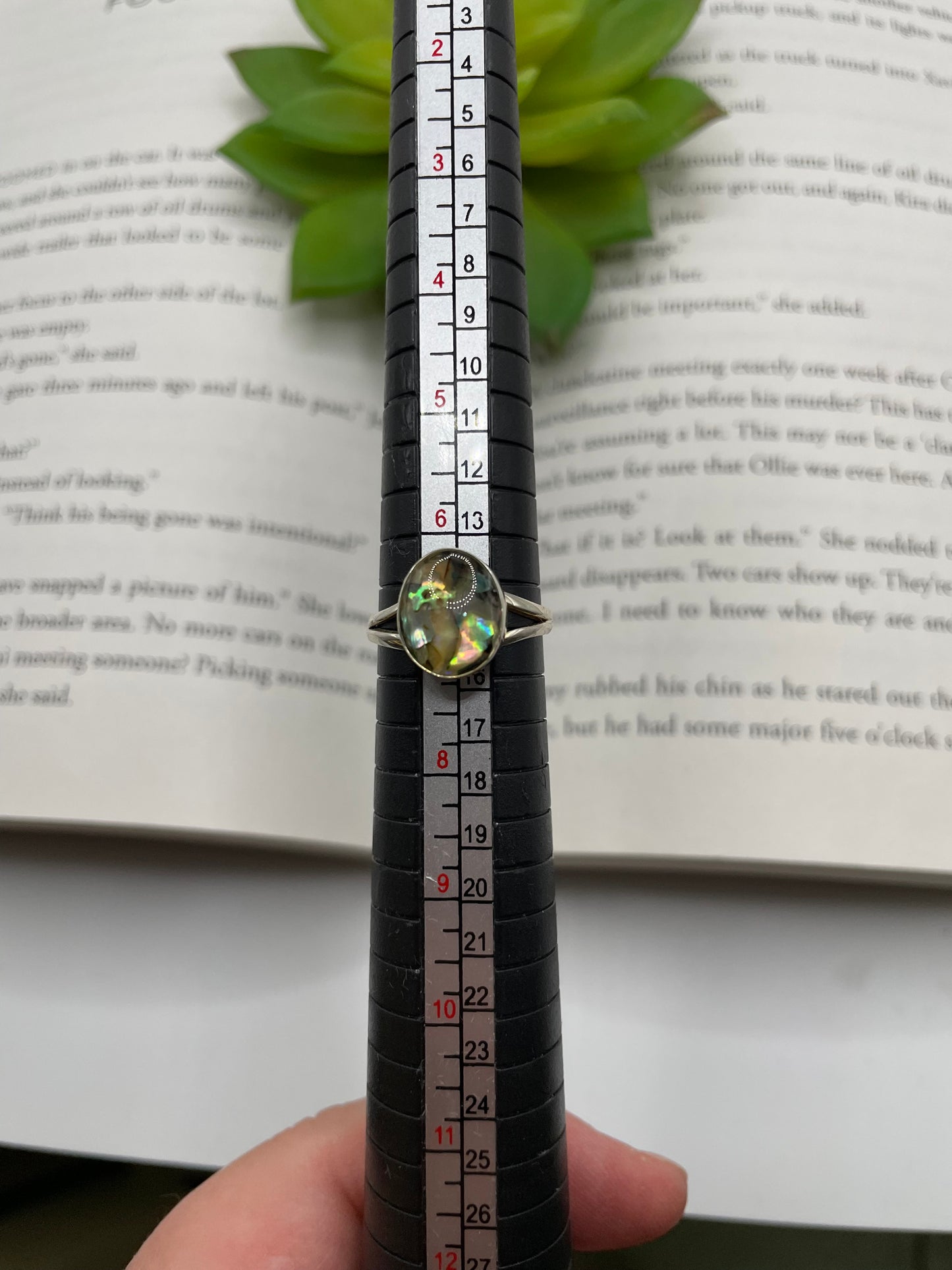 Split Shank Resin Oval Bezel Ring - Size 7 US