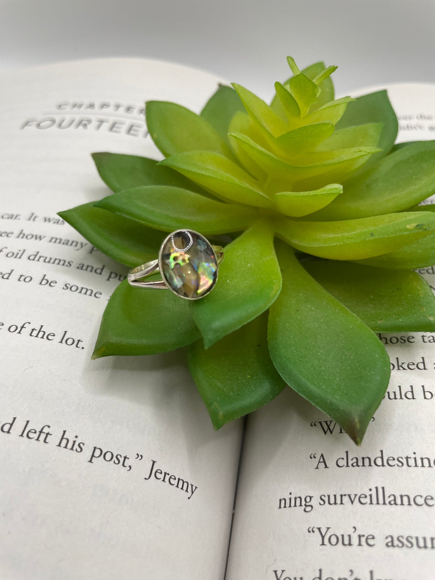 Split Shank Resin Oval Bezel Ring - Size 7 US