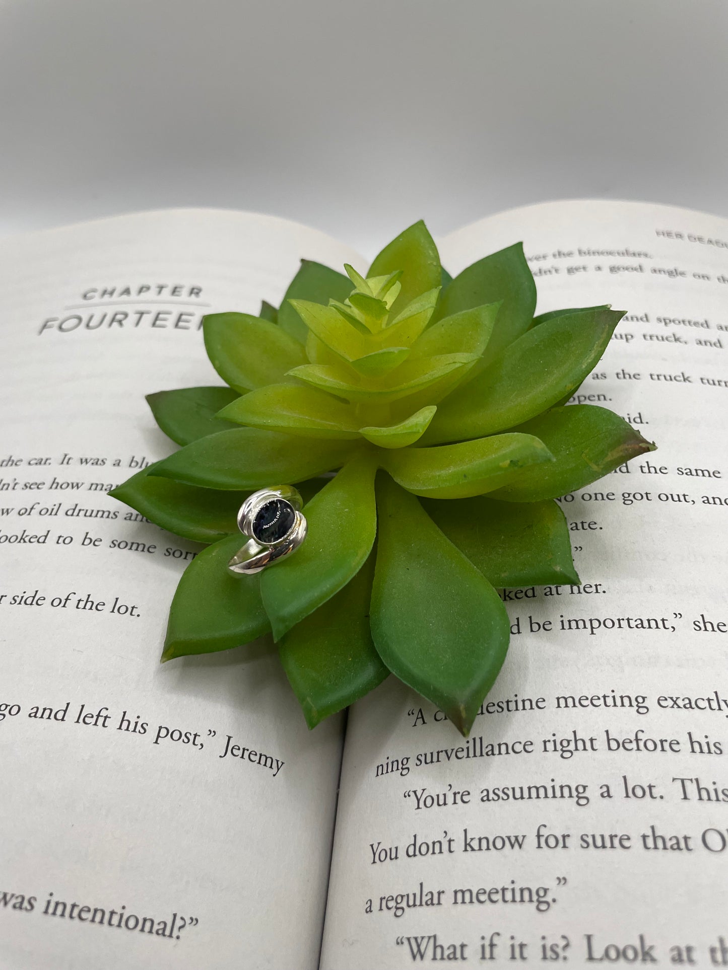 Collet Silver Oval Shell Ring – Size 4½ US