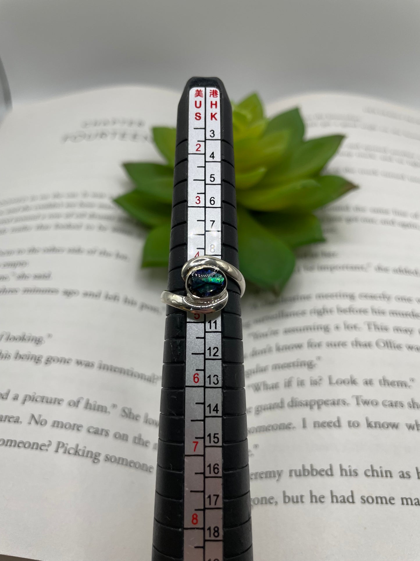 Collet Silver Oval Shell Ring – Size 4½ US