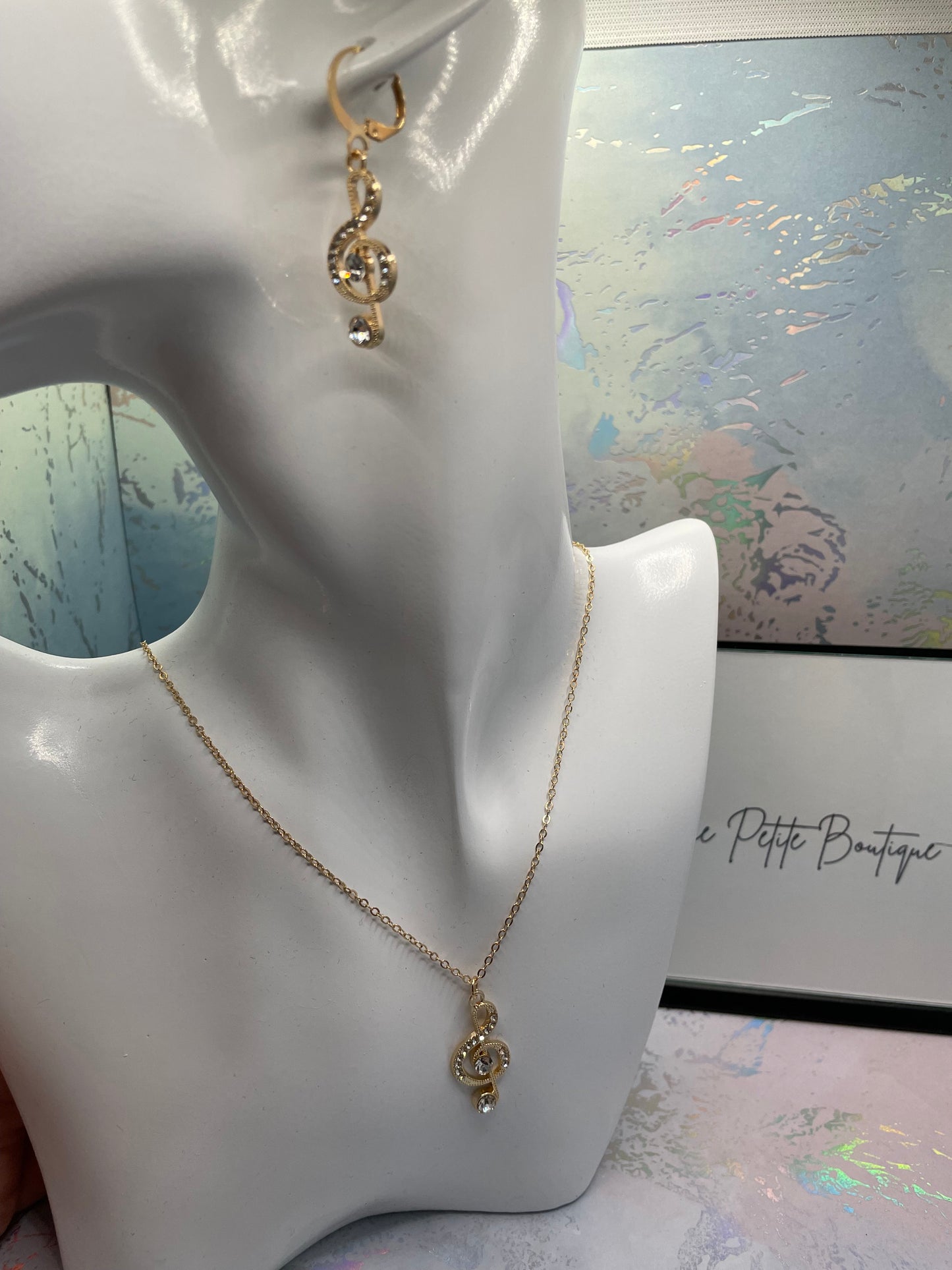 Ensemble clé de sol avec zircones 