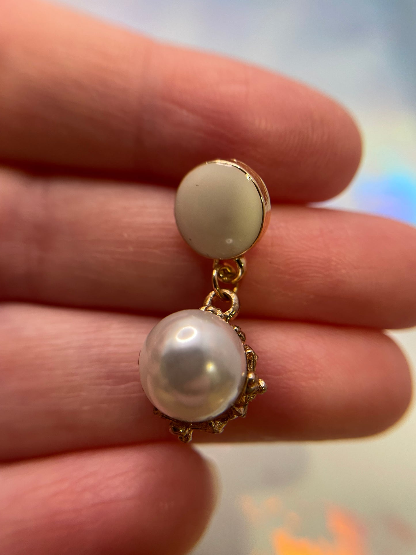 Perle avec bouton d'oreille en or rose - Sans nickel