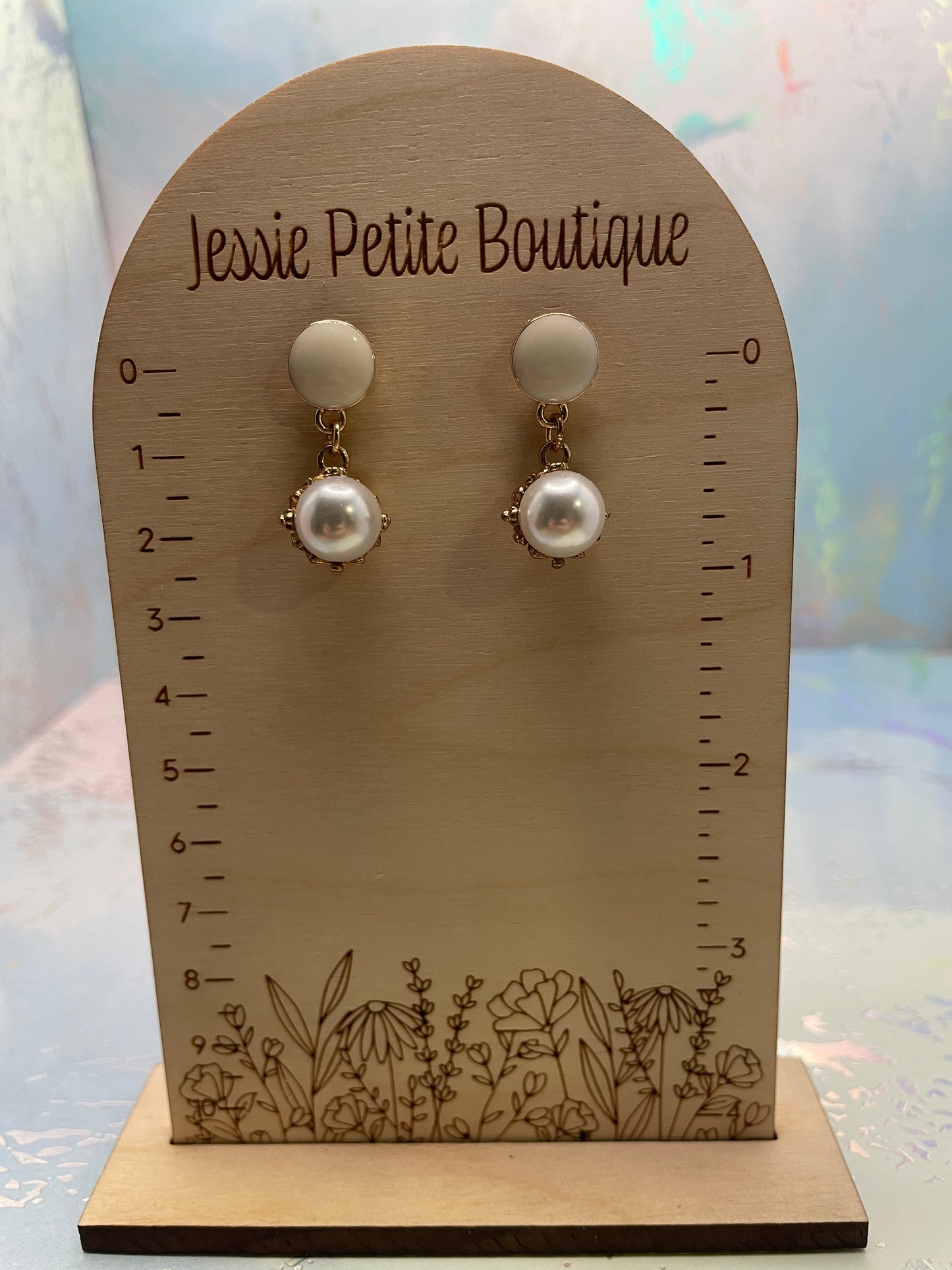 Perle avec bouton d'oreille en or rose - Sans nickel