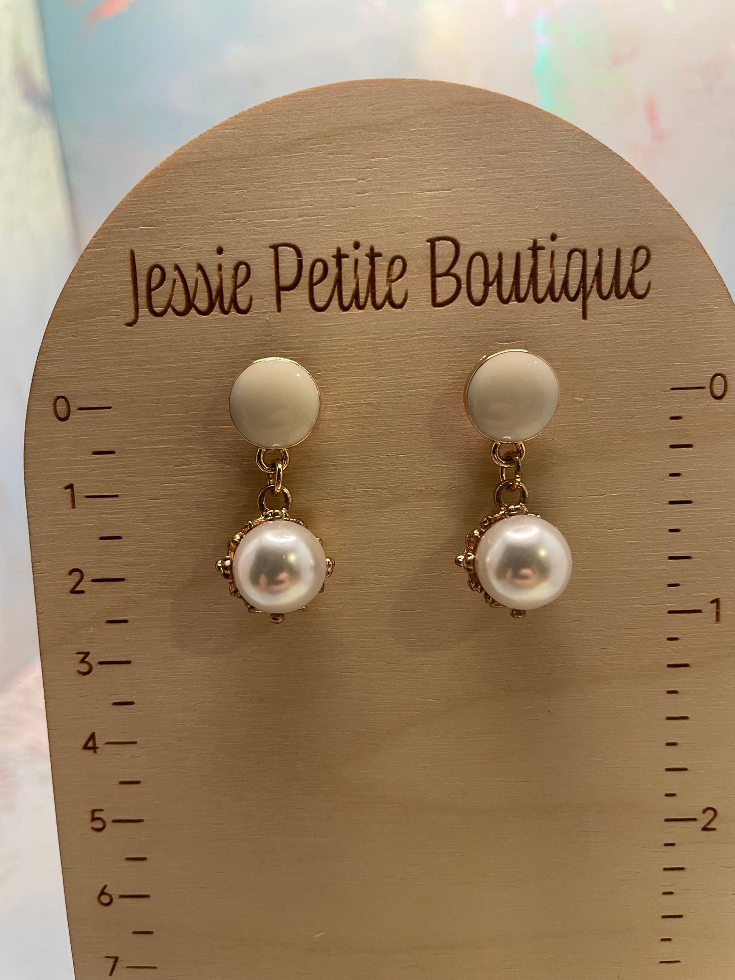 Perle avec bouton d'oreille en or rose - Sans nickel